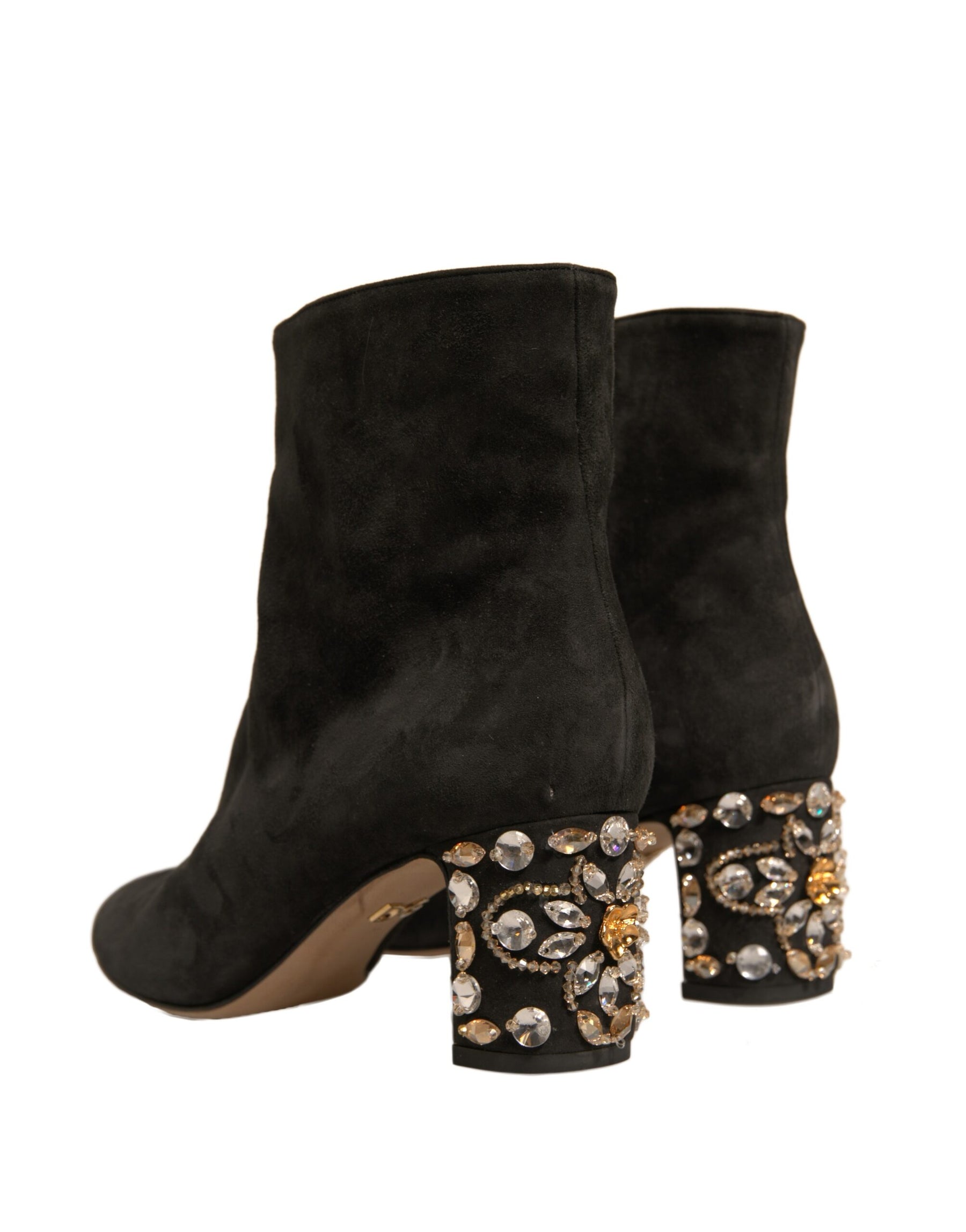 Dolce & Gabbana Black Embellished Heel Ankle Boots Shoes | Regal Royce