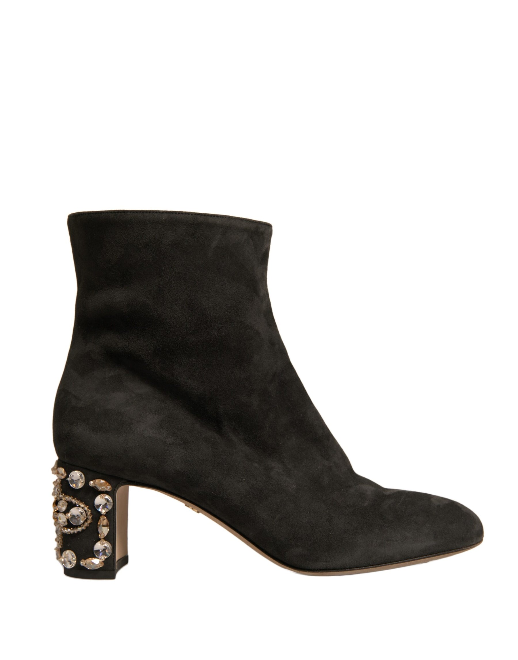 Dolce & Gabbana Black Embellished Heel Ankle Boots Shoes | Regal Royce