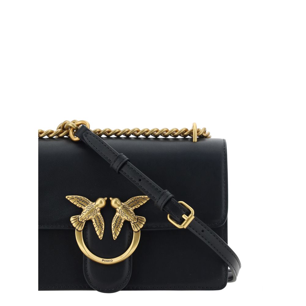 PINKO Black Calf Leather Bos Taurus Shoulder Bag | Regal Royce