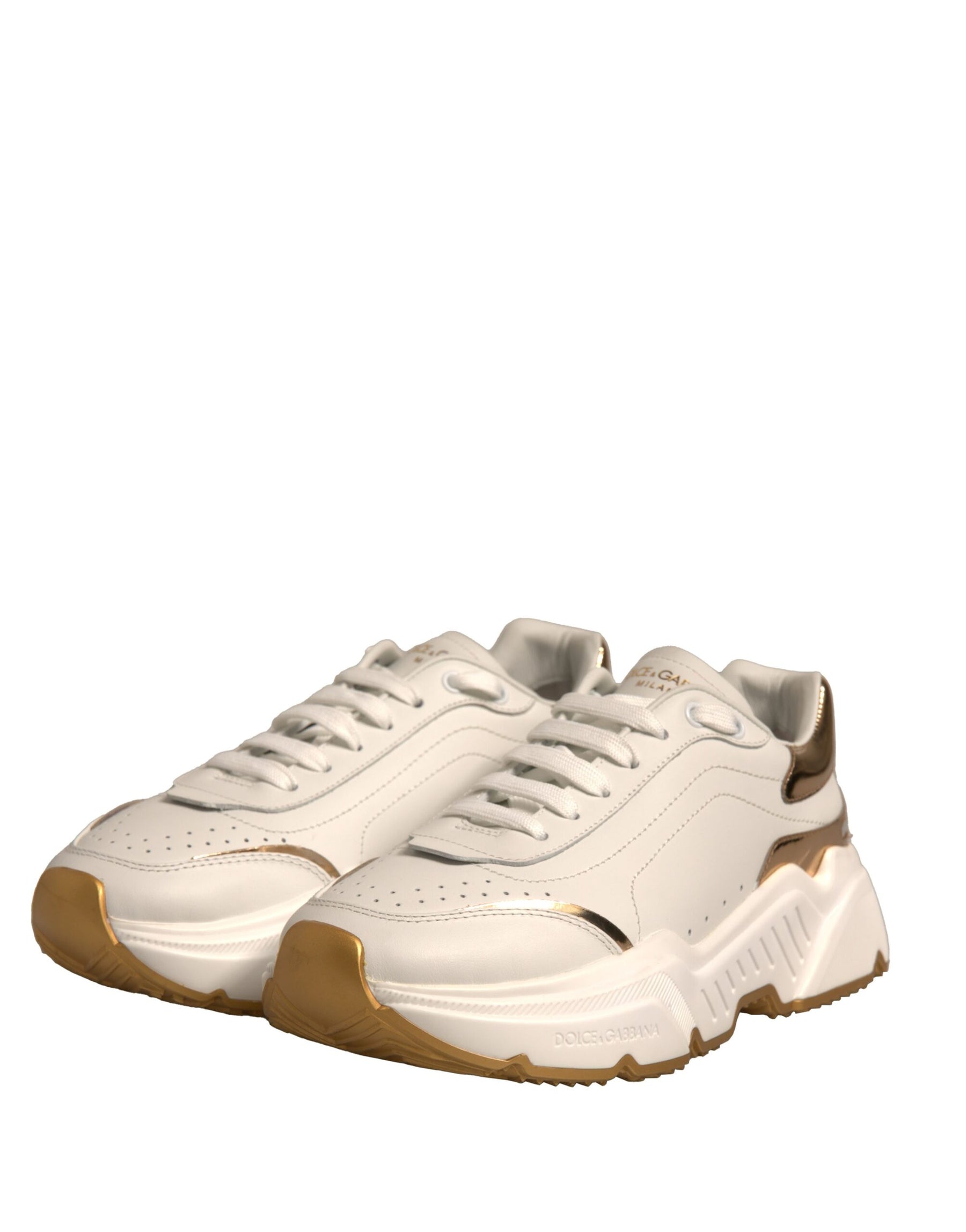 Dolce & Gabbana White Gold Daymaster Low Top Sneakers Shoes | Regal Royce
