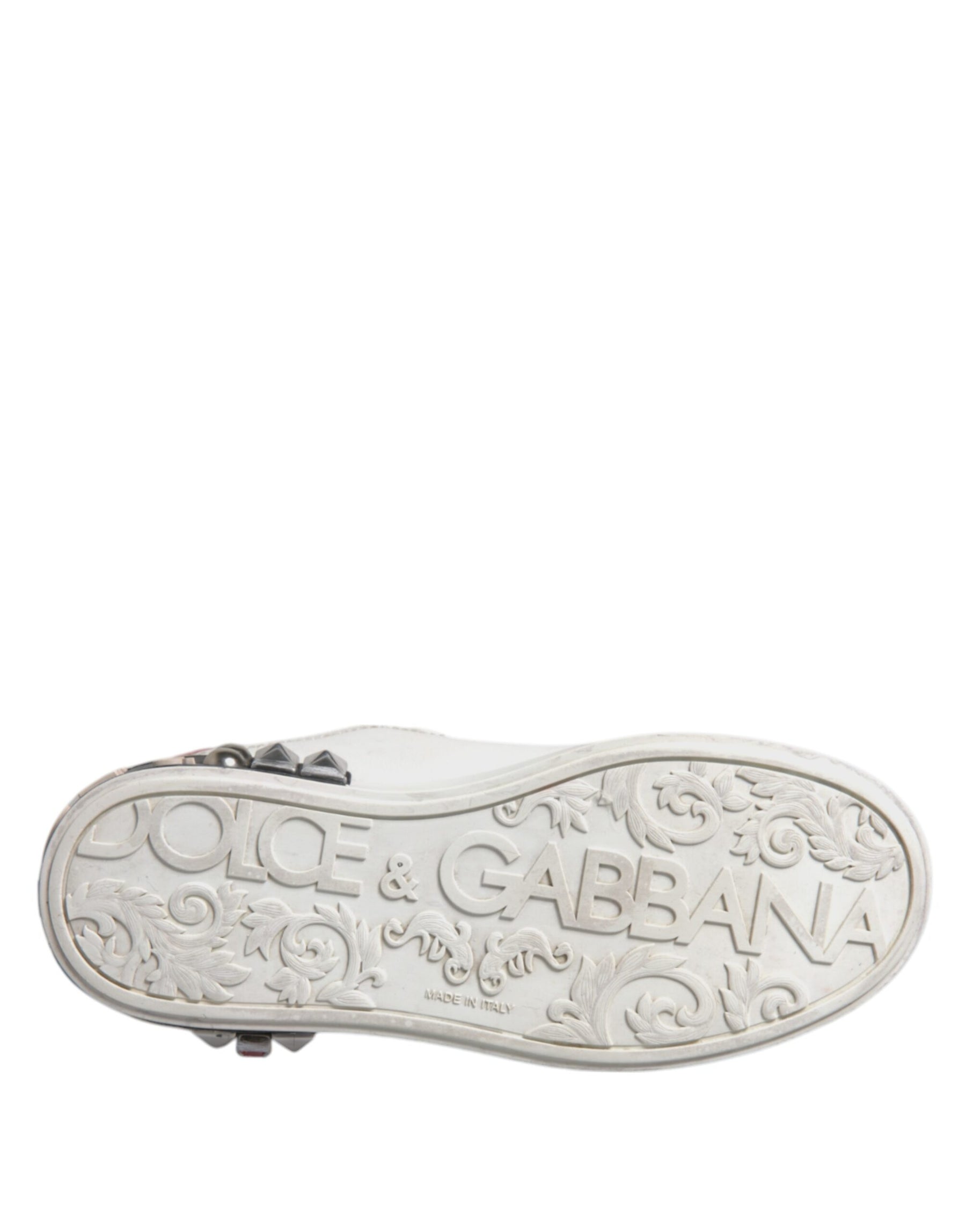 Dolce & Gabbana White Sequined Crystal Low Top Sneakers Shoes | Regal Royce
