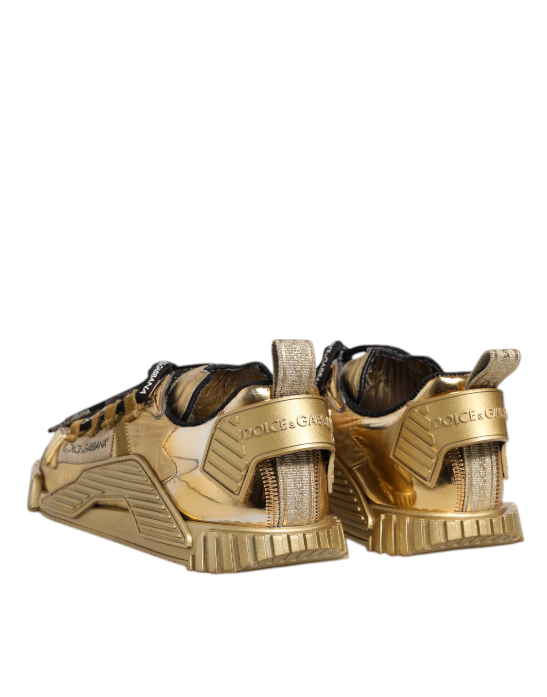 Dolce & Gabbana Gold Stretch Lace Up NS1 Sneakers Shoes | Regal Royce