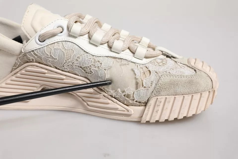 Dolce & Gabbana White Lace NS1 Low Top Sneaker Sports Shoes | Regal Royce