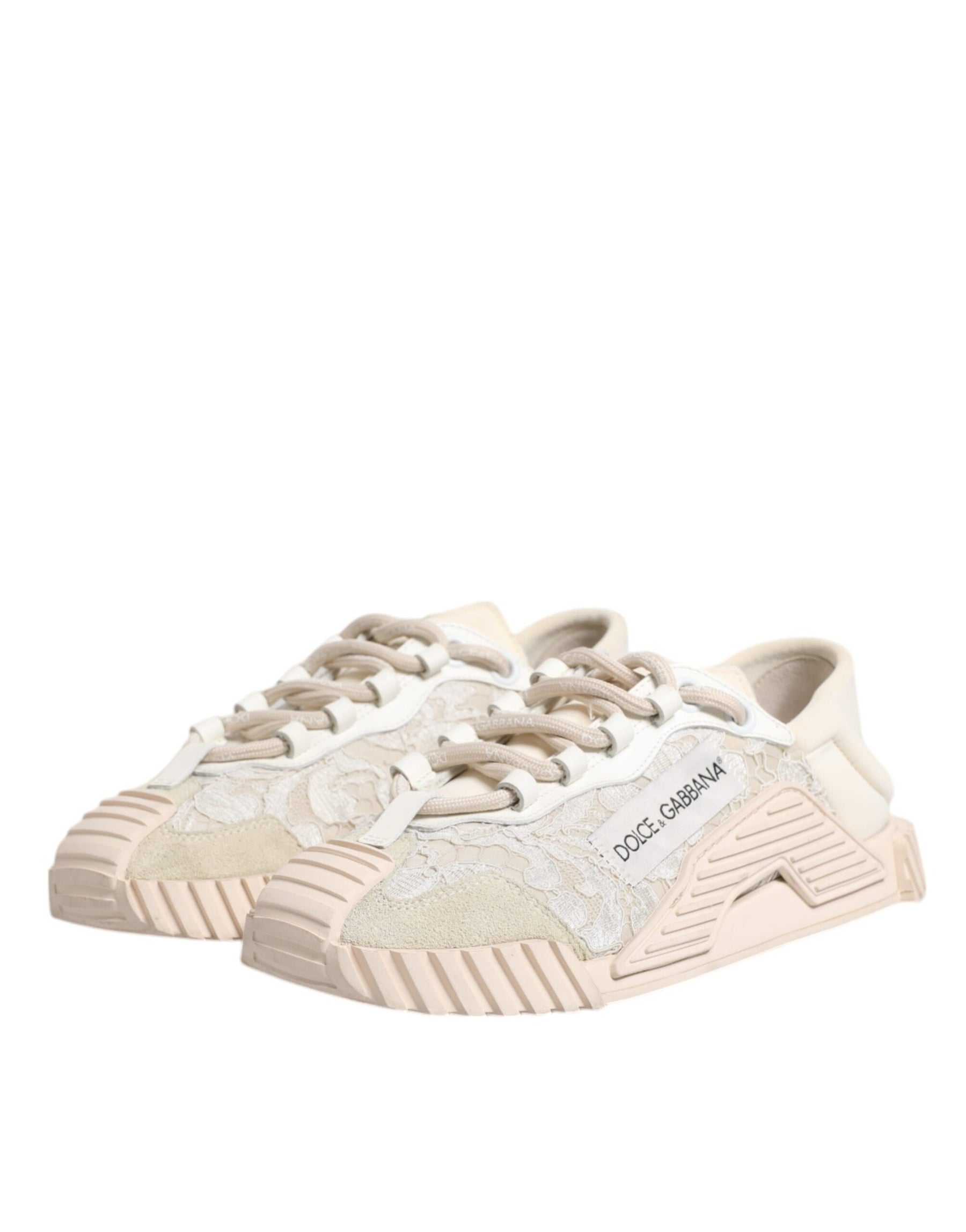 Dolce & Gabbana White Lace NS1 Low Top Sneaker Sports Shoes | Regal Royce