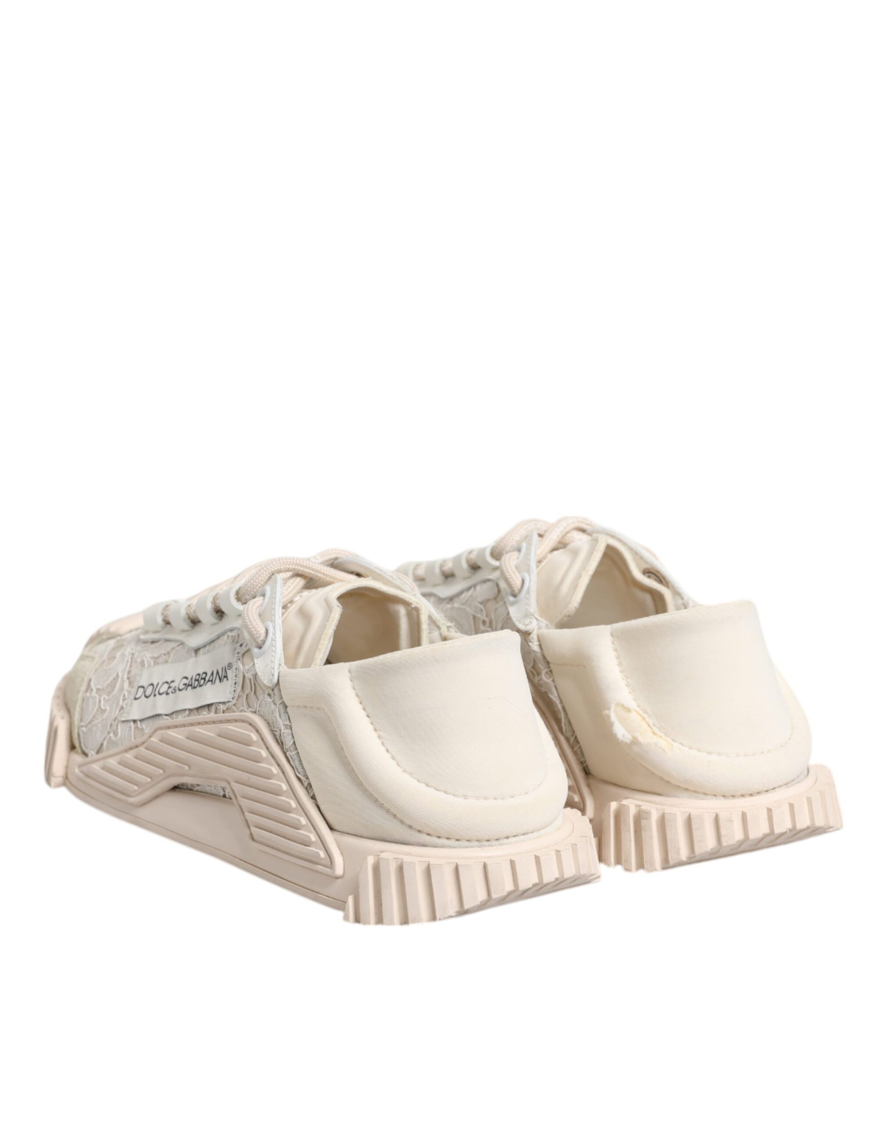 Dolce & Gabbana White Lace NS1 Low Top Sneaker Sports Shoes | Regal Royce