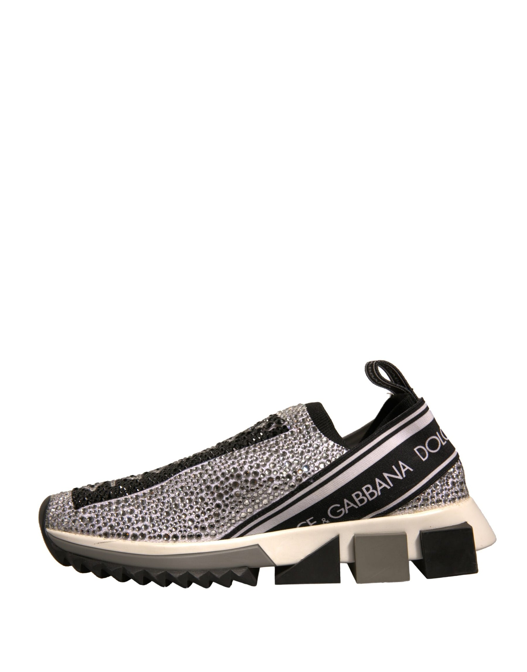 Dolce & Gabbana Silver Rhinestones Sorrento Sneakers Shoes | Regal Royce