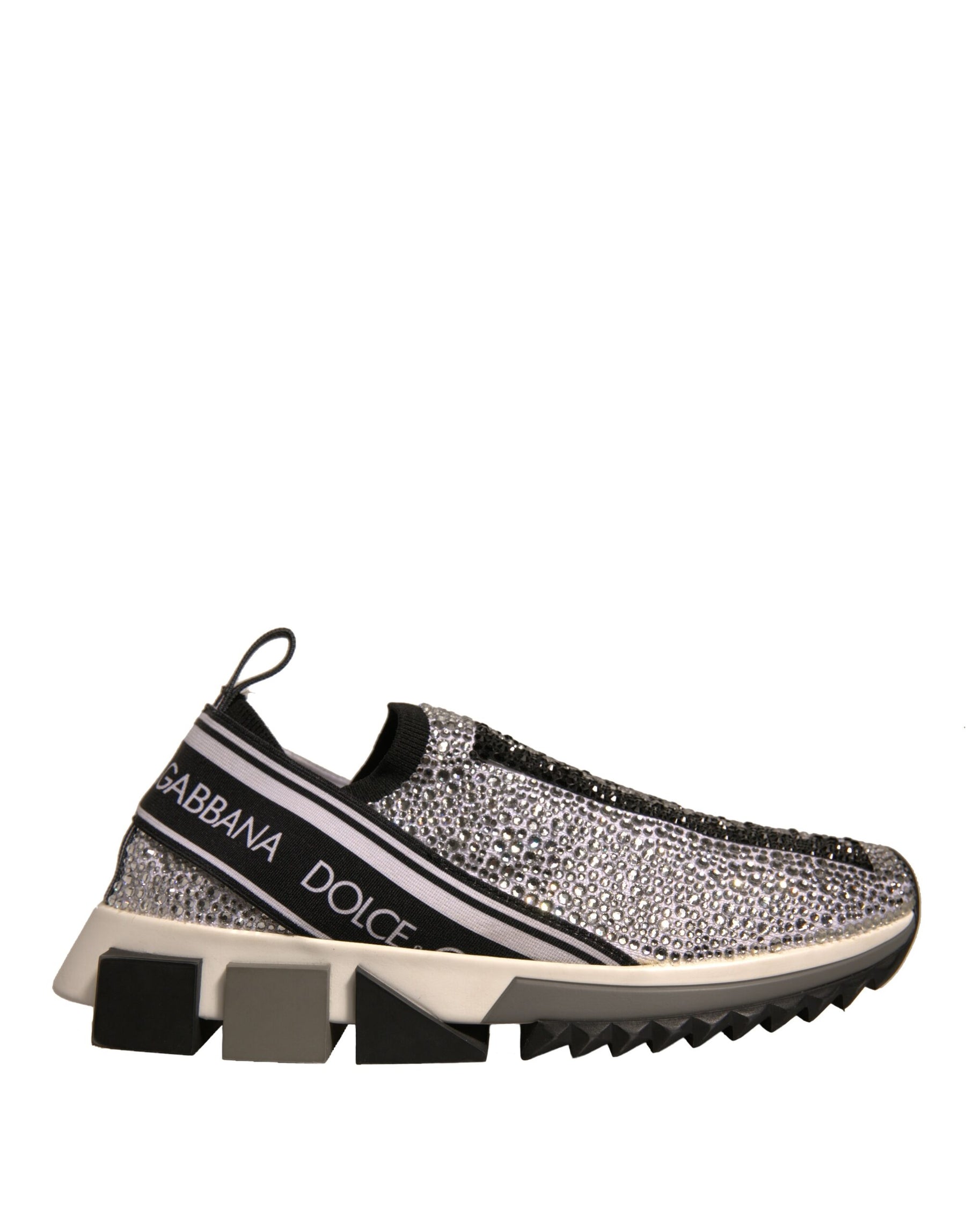 Dolce & Gabbana Silver Rhinestones Sorrento Sneakers Shoes | Regal Royce
