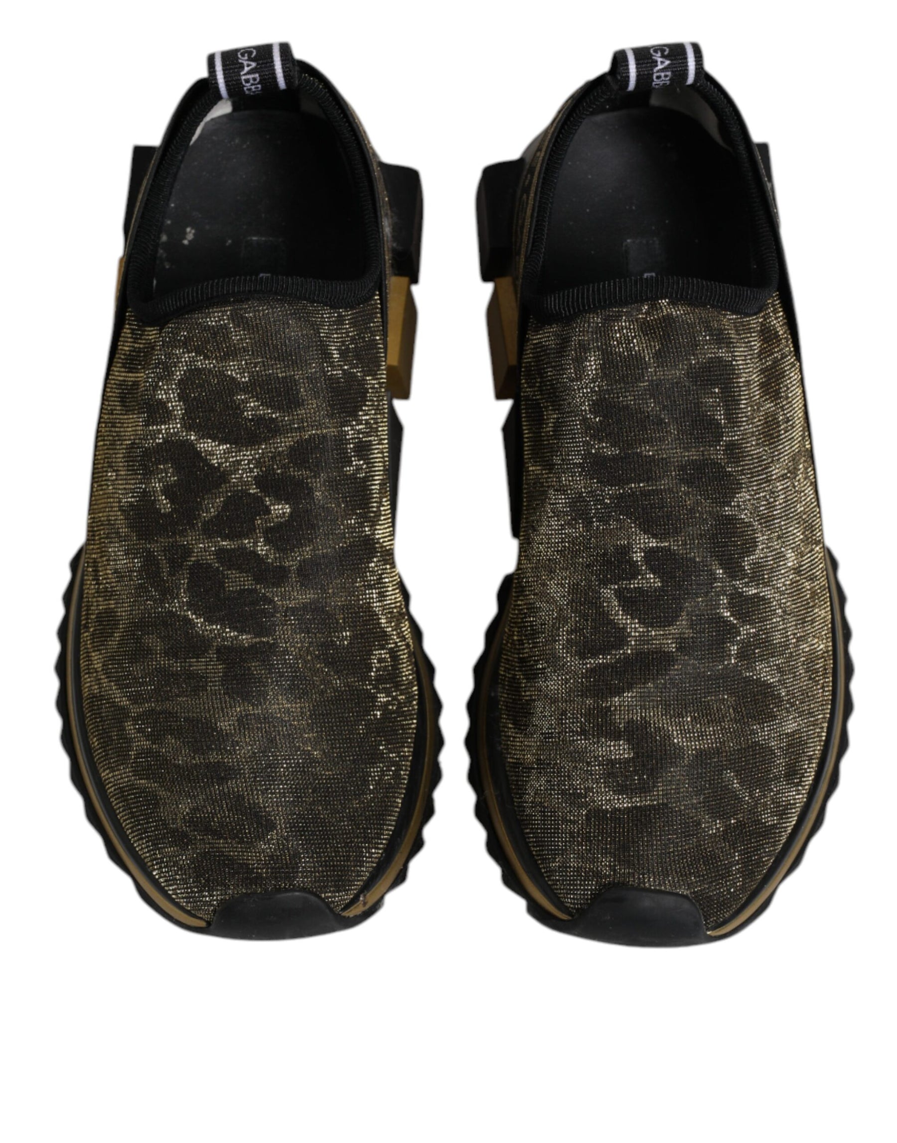 Dolce & Gabbana Gold Glitter Leopard Sorrento Sneakers Shoes | Regal Royce