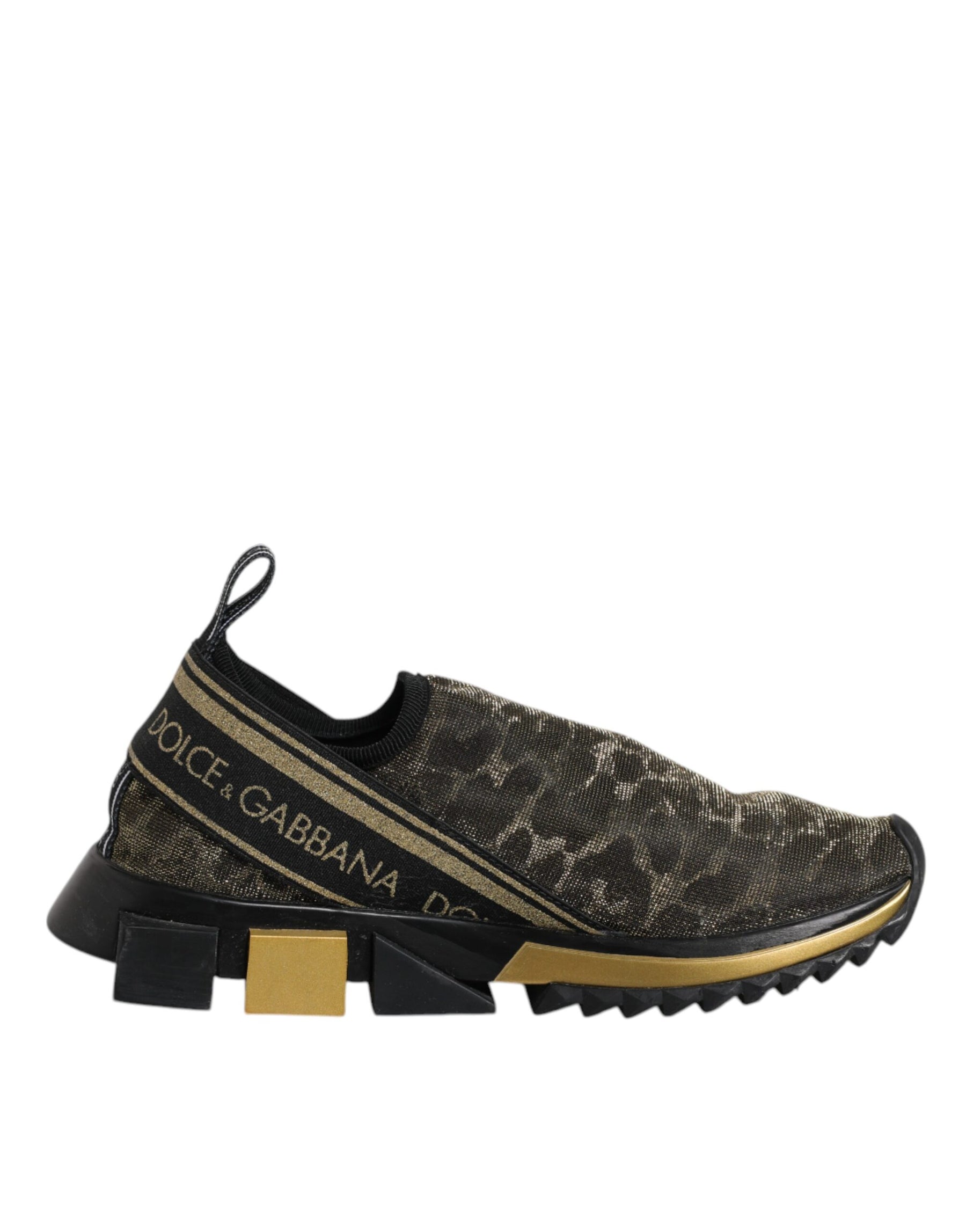 Dolce & Gabbana Gold Glitter Leopard Sorrento Sneakers Shoes | Regal Royce