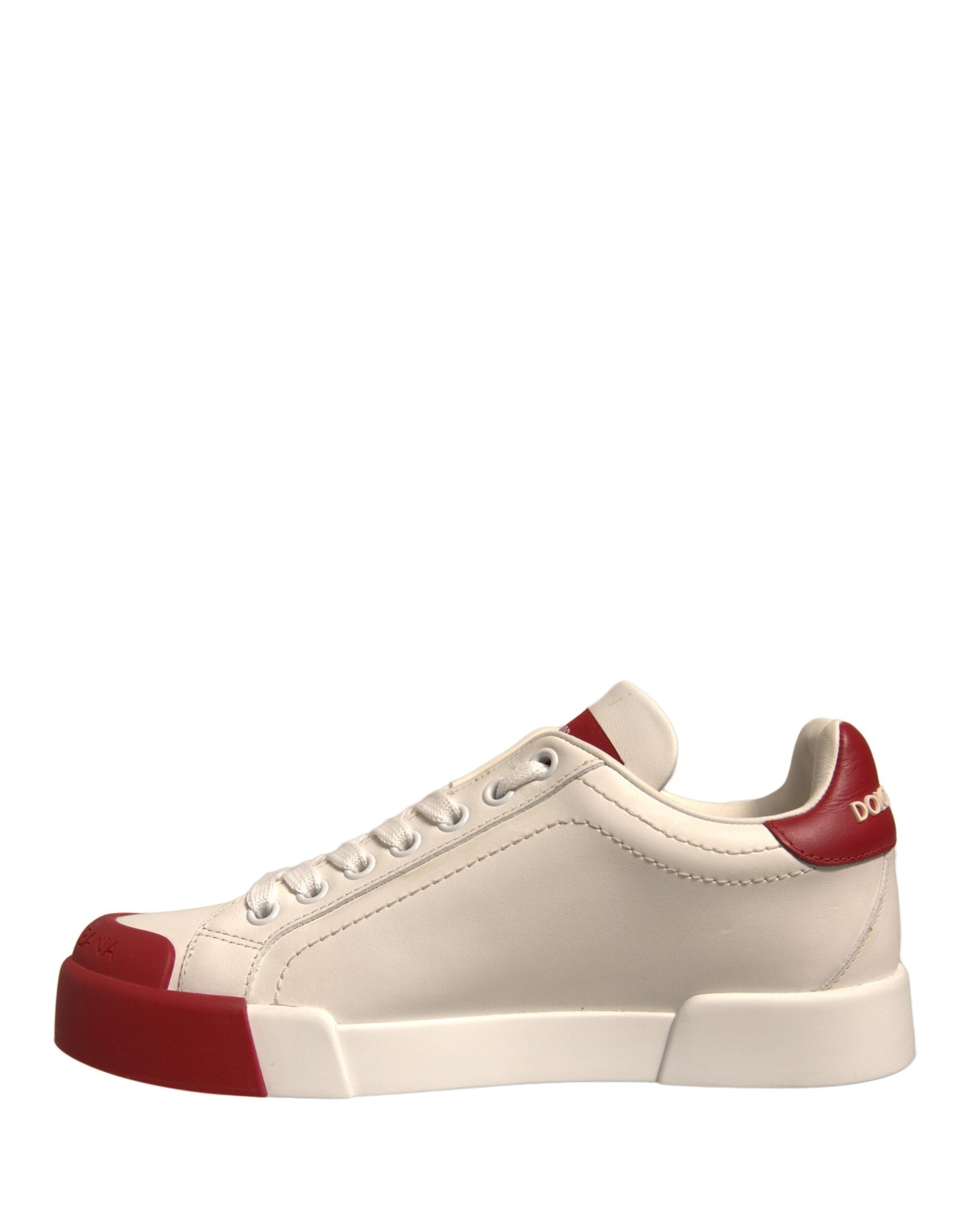 Dolce & Gabbana Shoes White Leather Logo Portofino Sneakers | Regal Royce