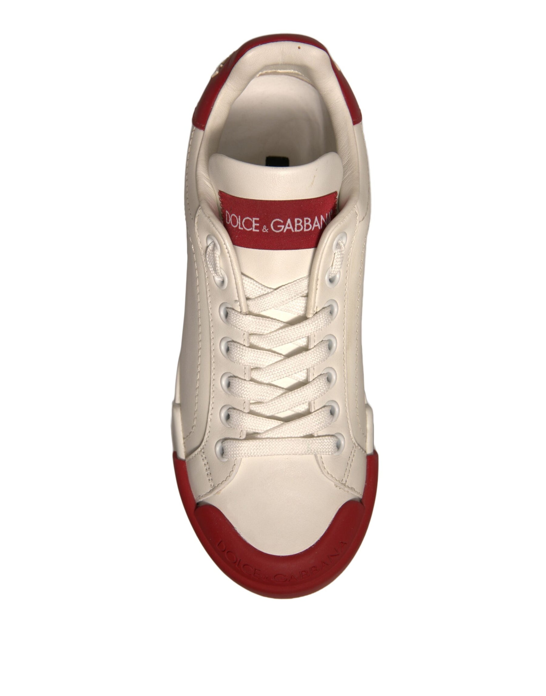 Dolce & Gabbana Shoes White Leather Logo Portofino Sneakers | Regal Royce
