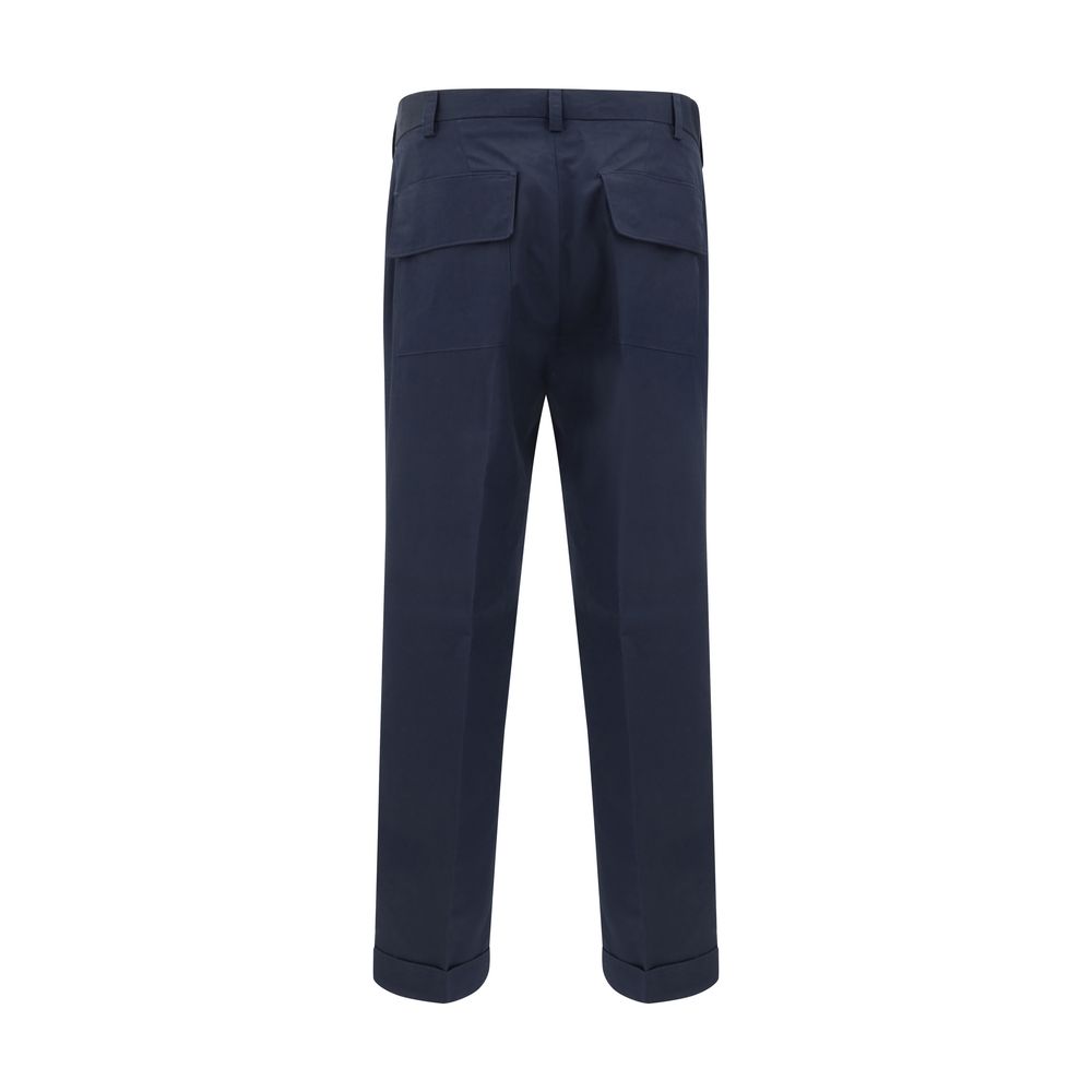 Germano Blue Cotton Casual Pants | Regal Royce