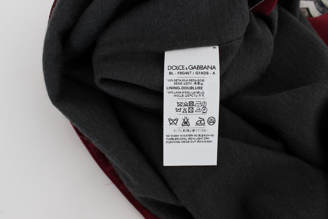 Dolce & Gabbana Red Knight Print Silk Blouse T-shirt | Regal Royce