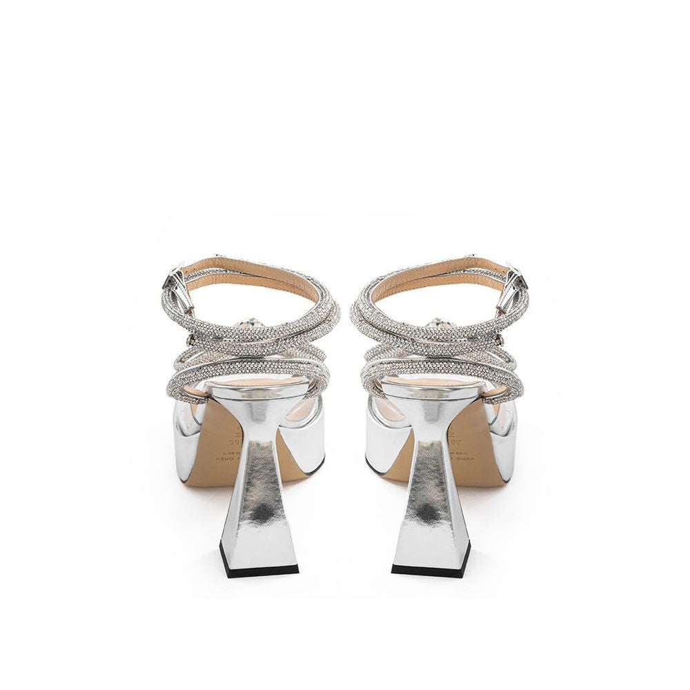 MACH & MACH Gray Leather Platform Sandals | Regal Royce