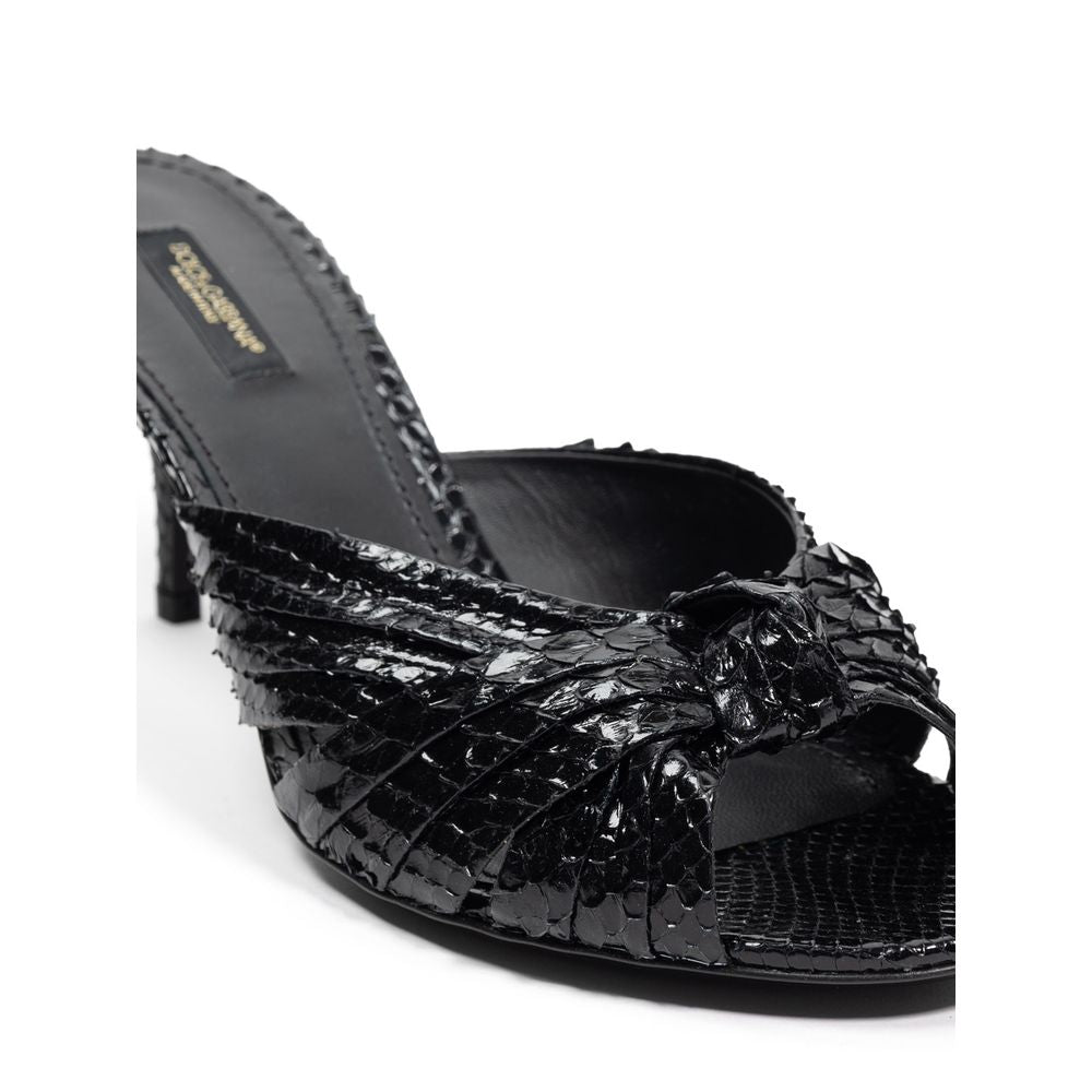 Dolce & Gabbana Black Snake Skin  Platform Sandals | Regal Royce