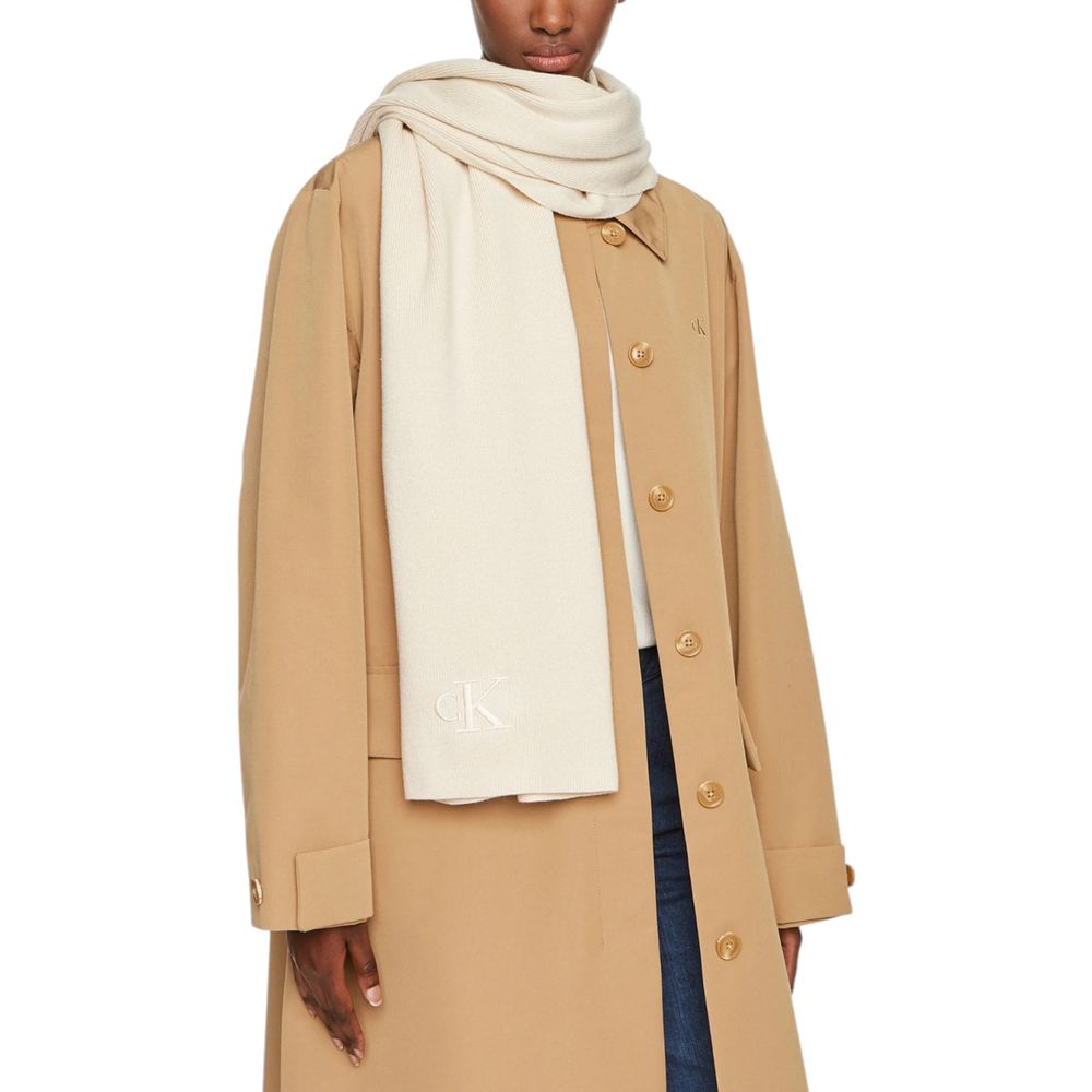 Calvin Klein Cream Recycled Polyester Scarf | Regal Royce