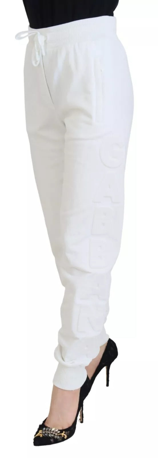 Dolce & Gabbana White Cotton Women Sweatpants Trouser Pants | Regal Royce