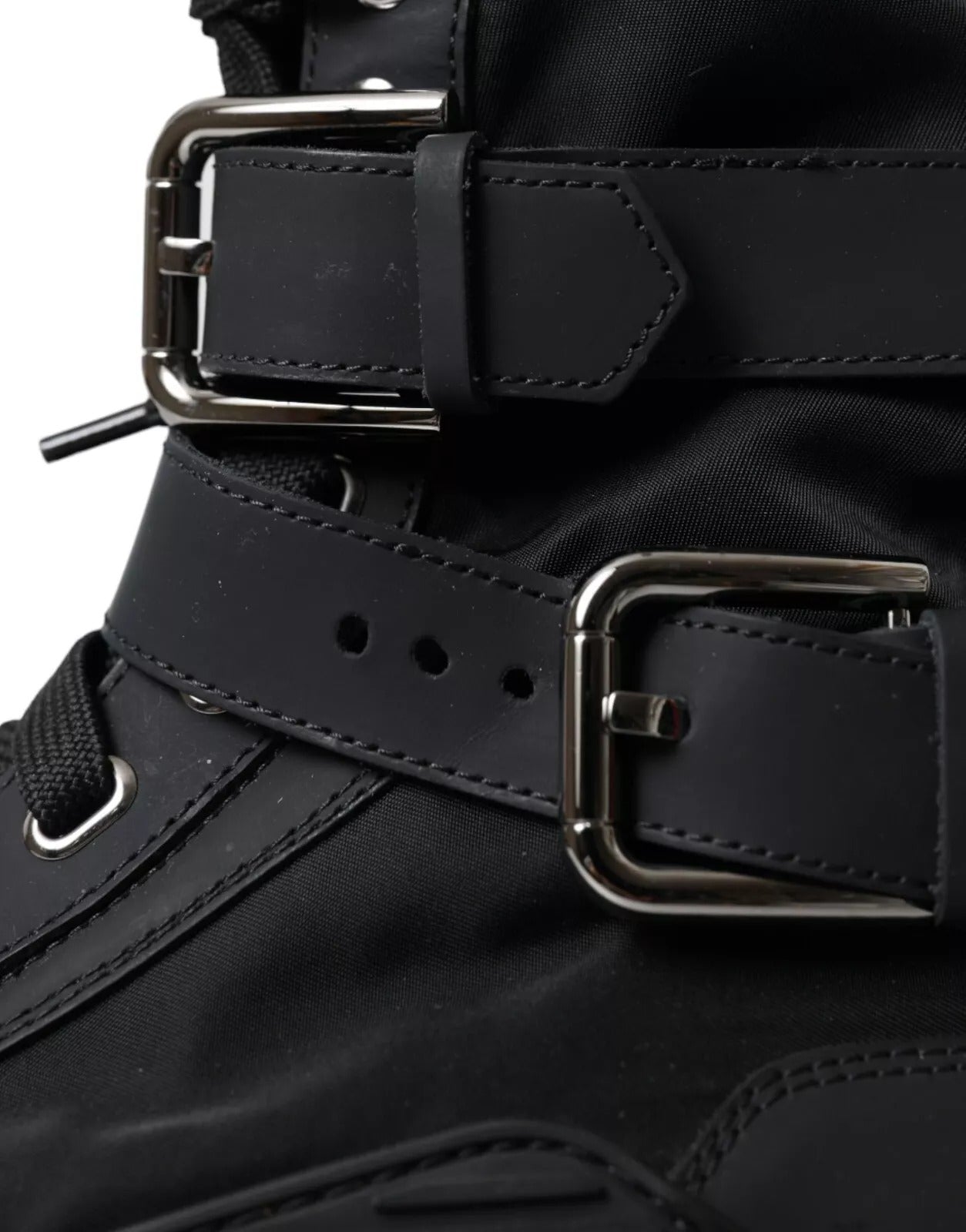 Dolce & Gabbana Black Nylon NS1 High Top Sneakers Shoes | Regal Royce