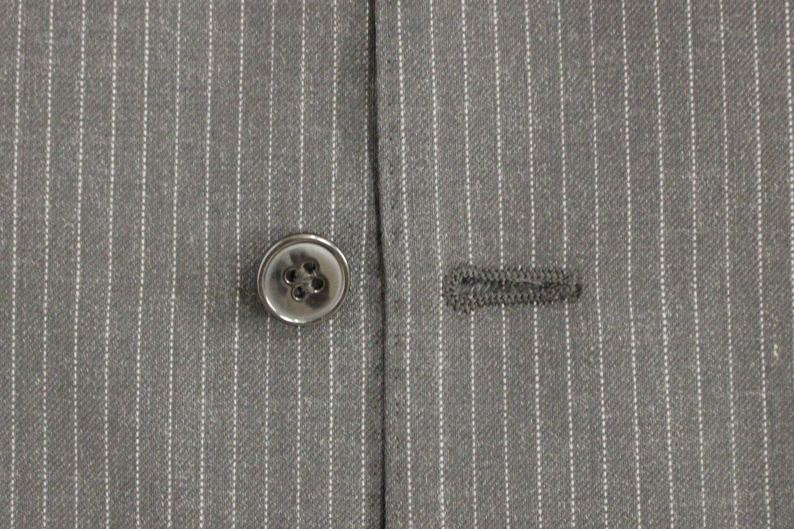 Dolce & Gabbana Gray Striped Wool Single Breasted Vest | Regal Royce