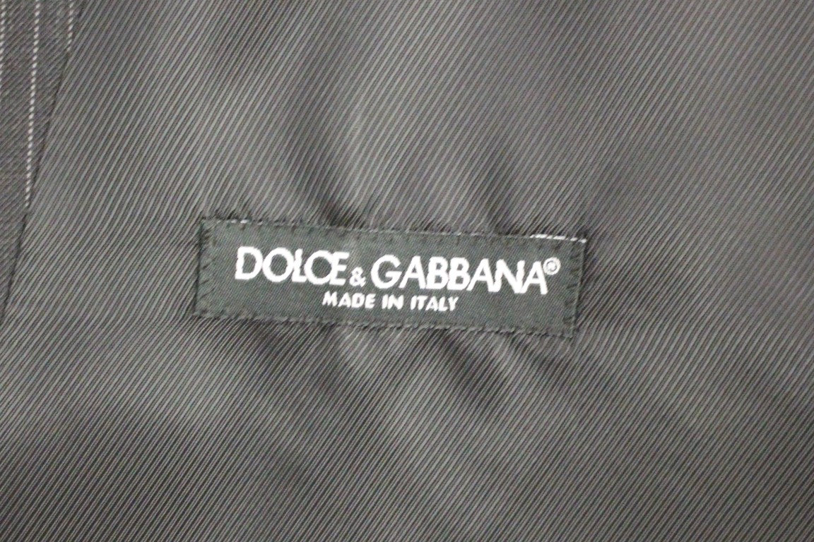 Dolce & Gabbana Gray Striped Wool Single Breasted Vest | Regal Royce