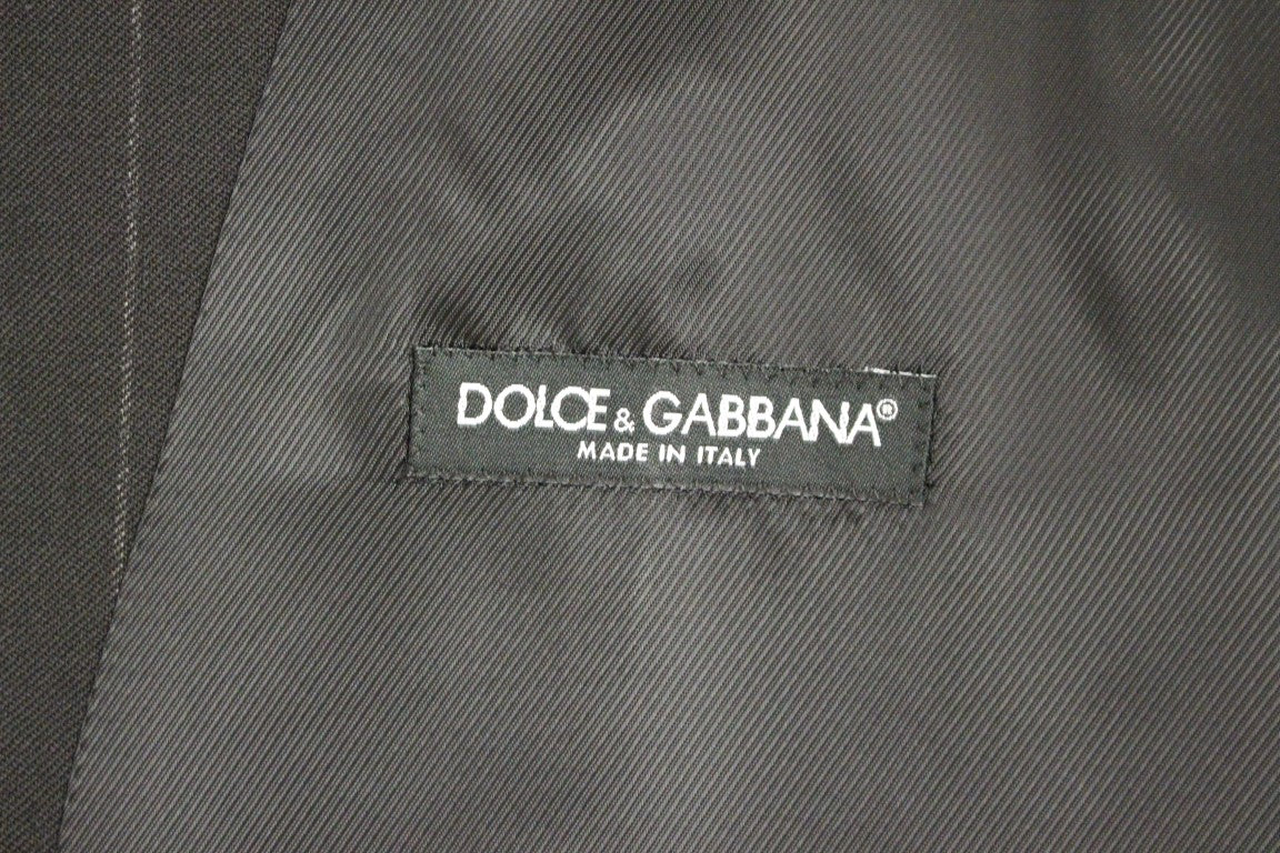 Dolce & Gabbana Black Striped Wool Logo Vest | Regal Royce