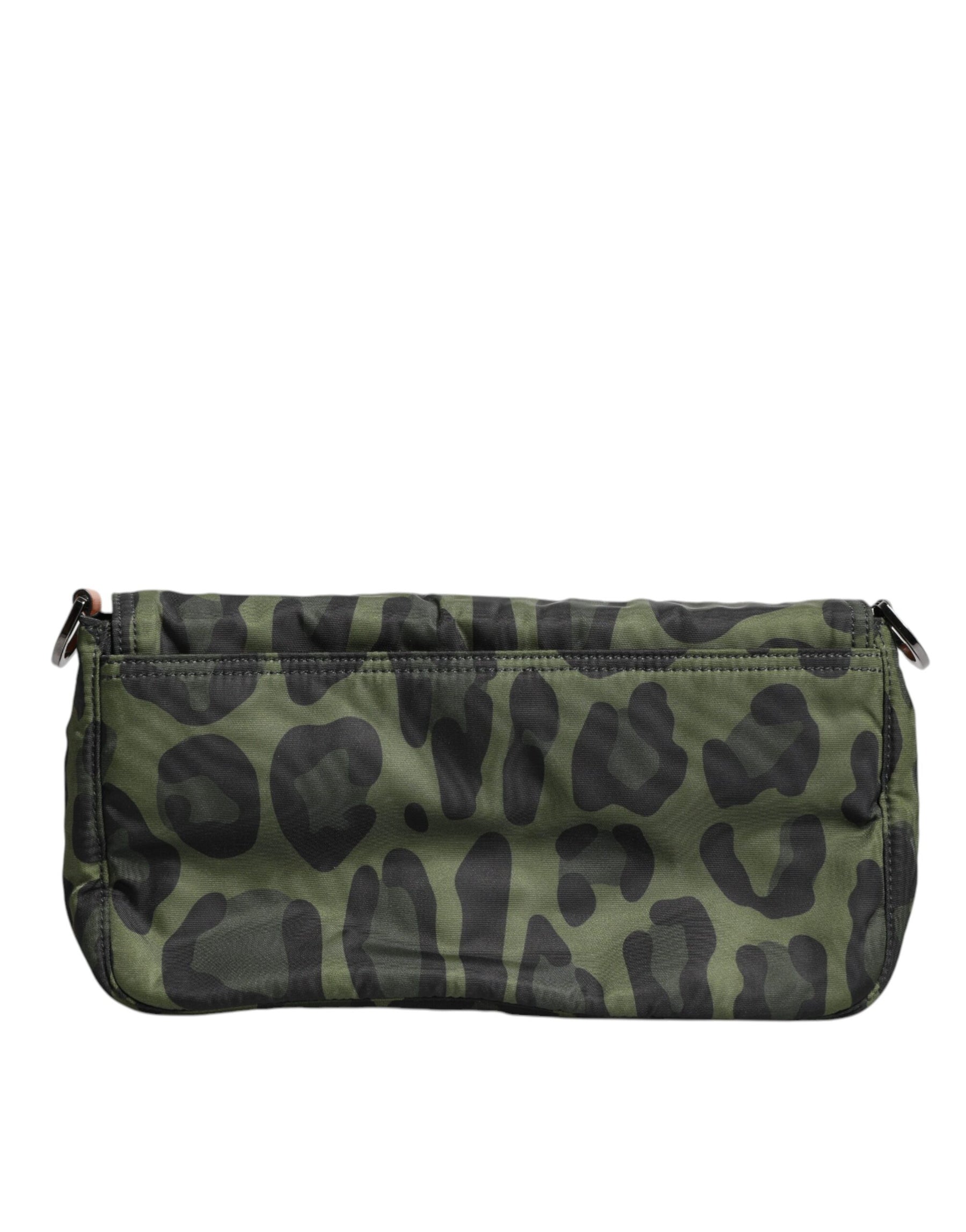 Dolce & Gabbana Green Nylon Leopard Print Shell Messenger Crossbody Bag | Regal Royce