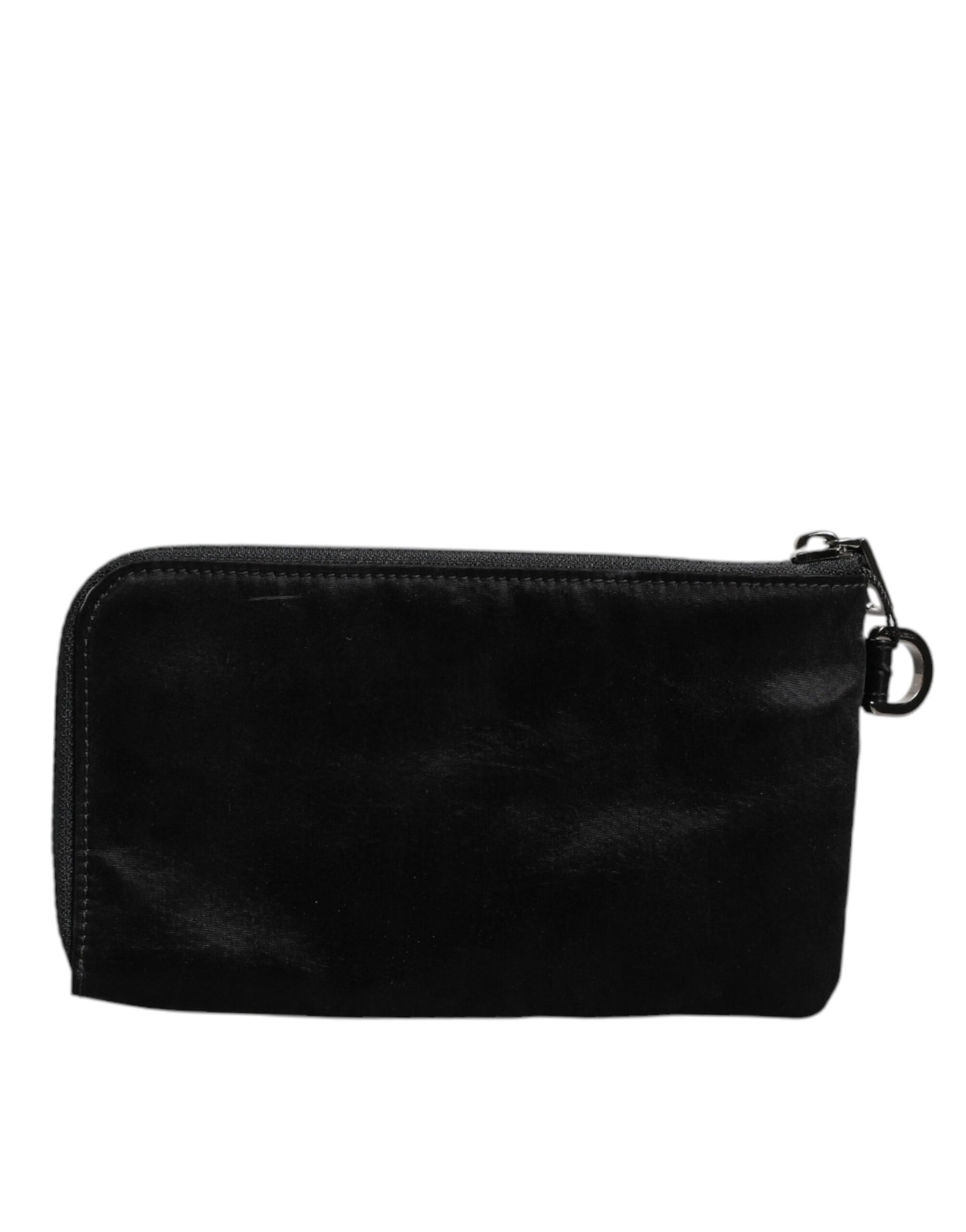 Dolce & Gabbana Black Nylon Logo Plaque Keyring Pouch Clutch Bag | Regal Royce