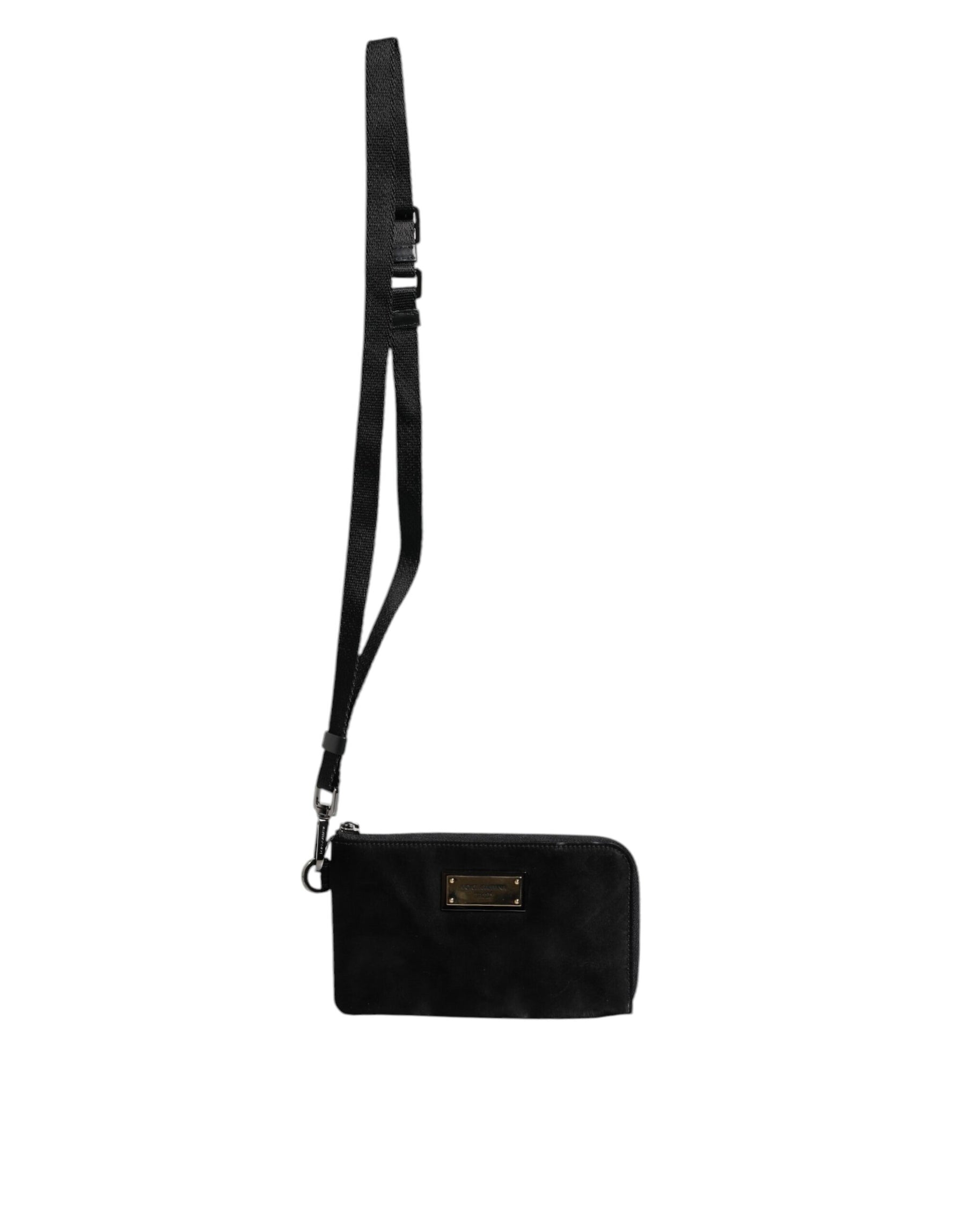 Dolce & Gabbana Black Nylon Logo Plaque Keyring Pouch Clutch Bag | Regal Royce