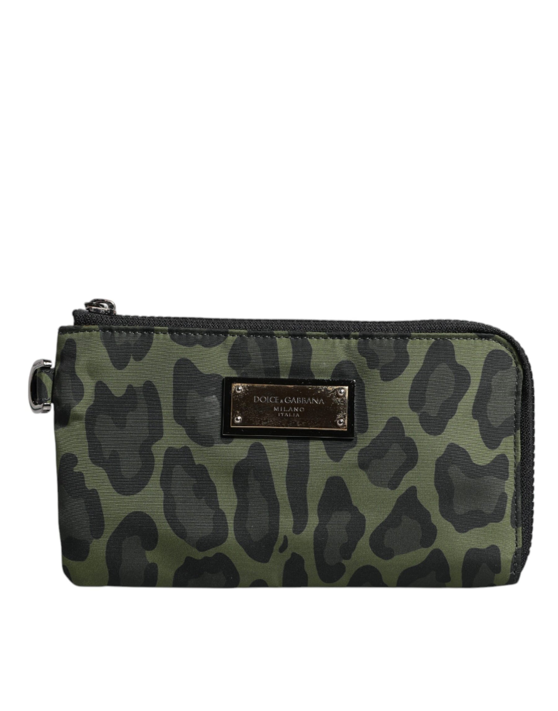 Dolce & Gabbana Green Leopard Leather Logo Plaque Multifunctional Kit Bag | Regal Royce