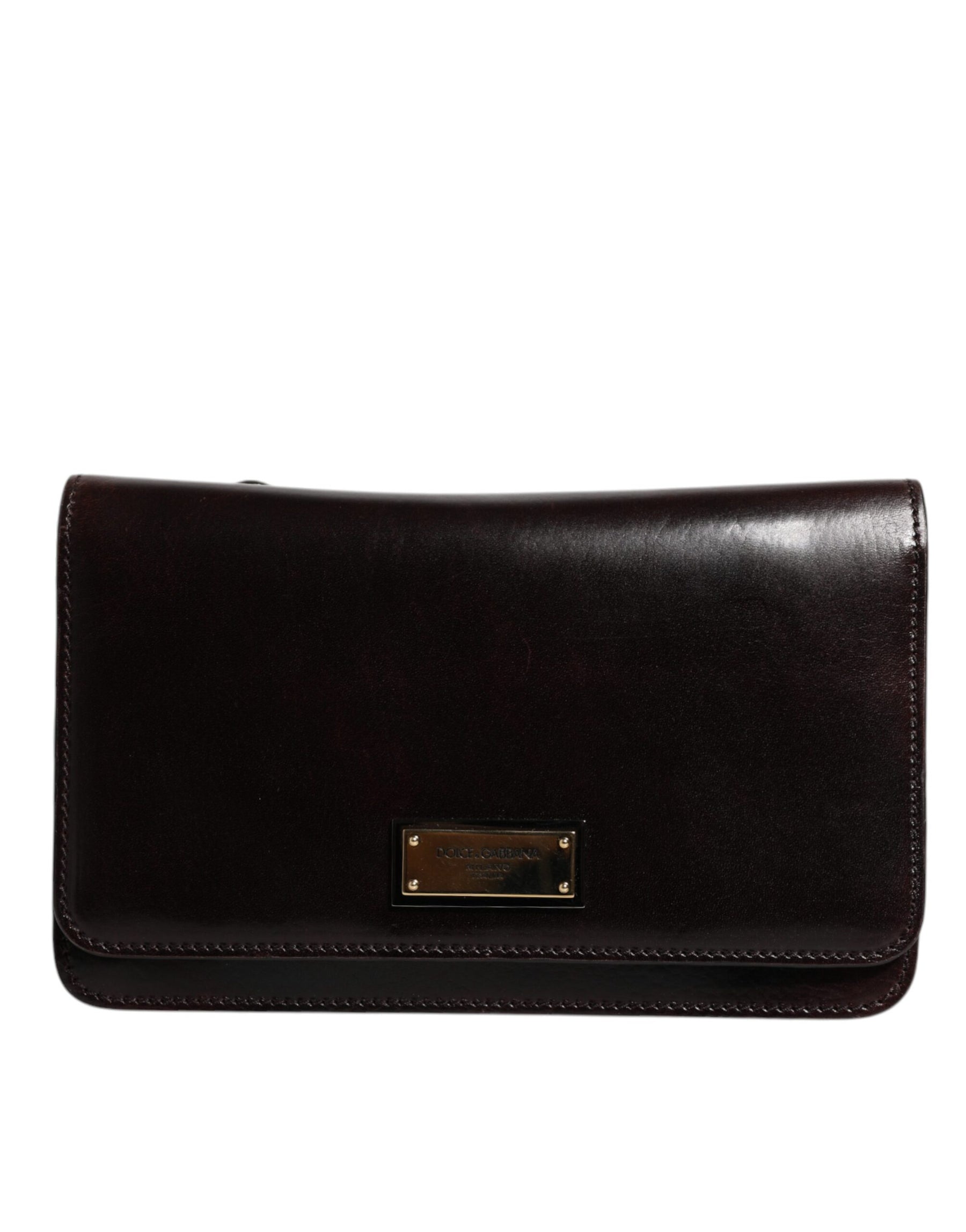 Dolce & Gabbana Maroon Horse Leather Logo Plaque Mini Crossbody Bag | Regal Royce