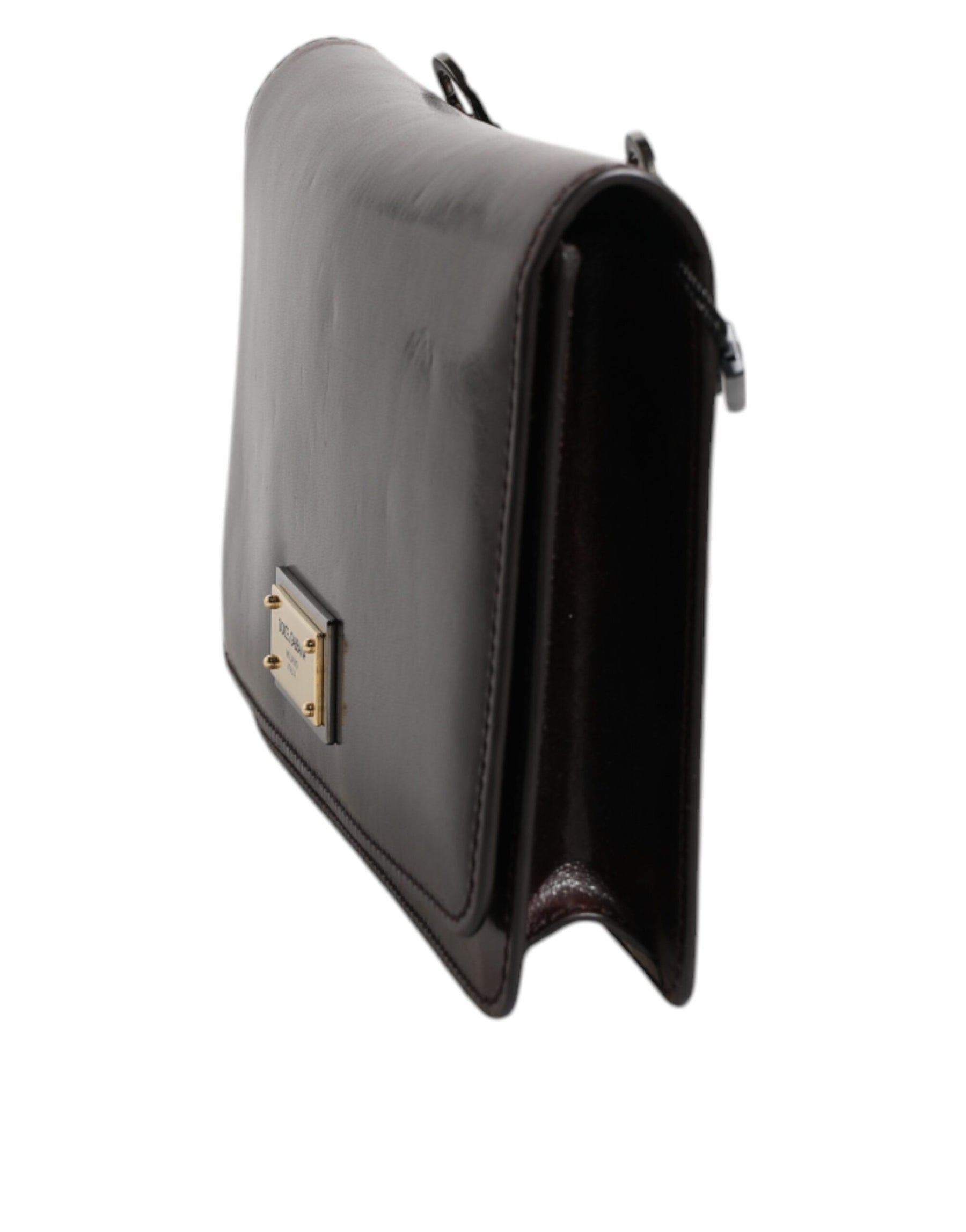 Dolce & Gabbana Maroon Horse Leather Logo Plaque Mini Crossbody Bag | Regal Royce