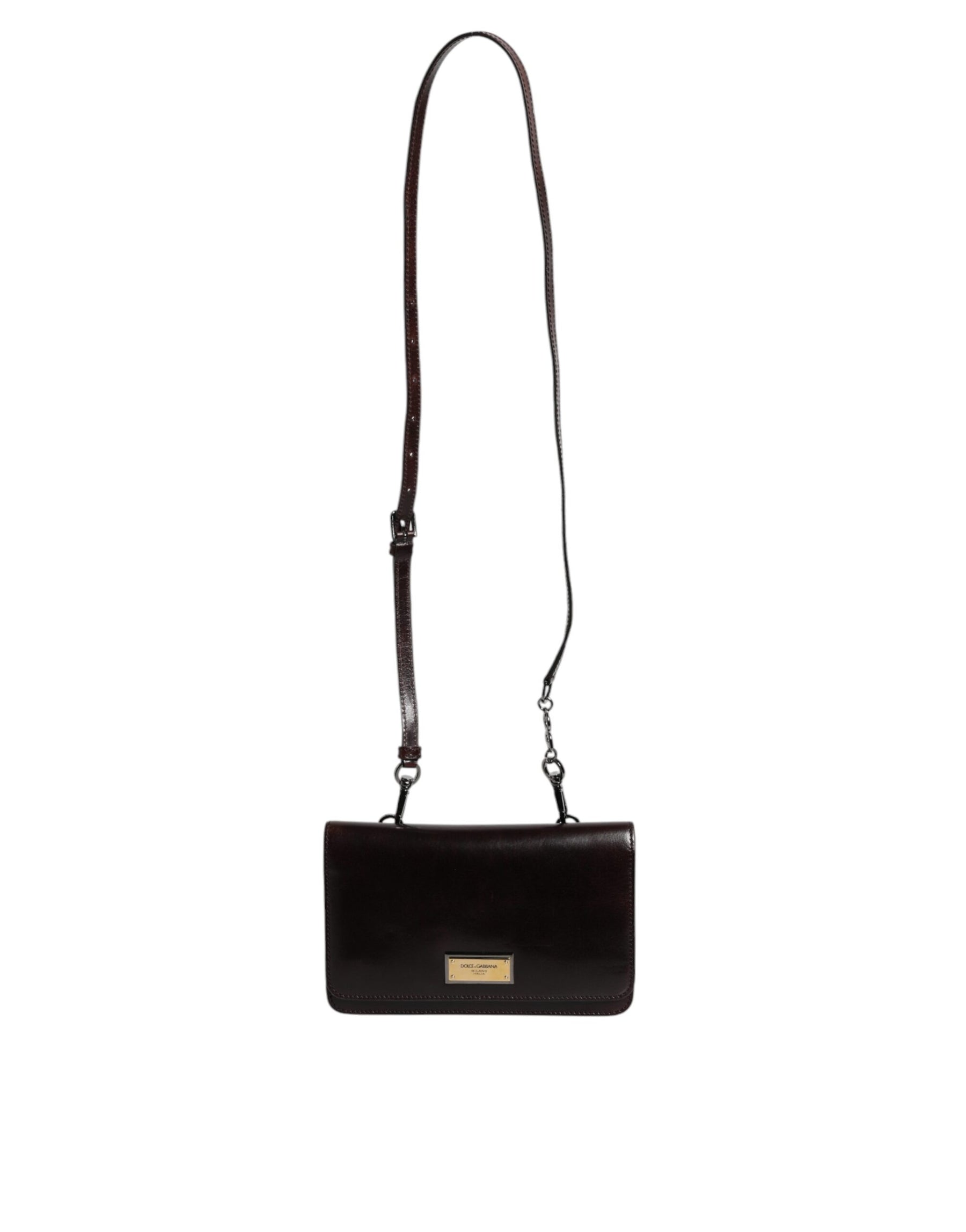 Dolce & Gabbana Maroon Horse Leather Logo Plaque Mini Crossbody Bag | Regal Royce