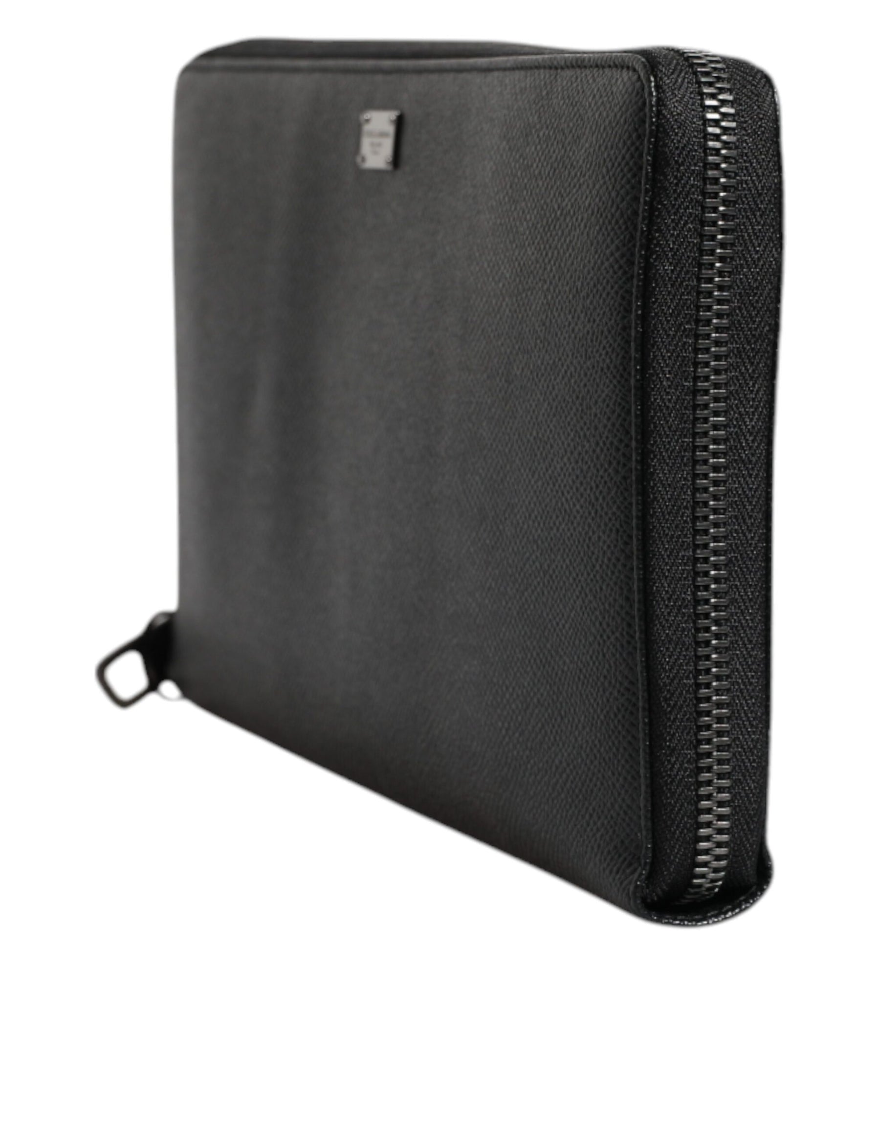 Dolce & Gabbana Black Calfskin Leather Logo Zip Around Continental Wallet | Regal Royce