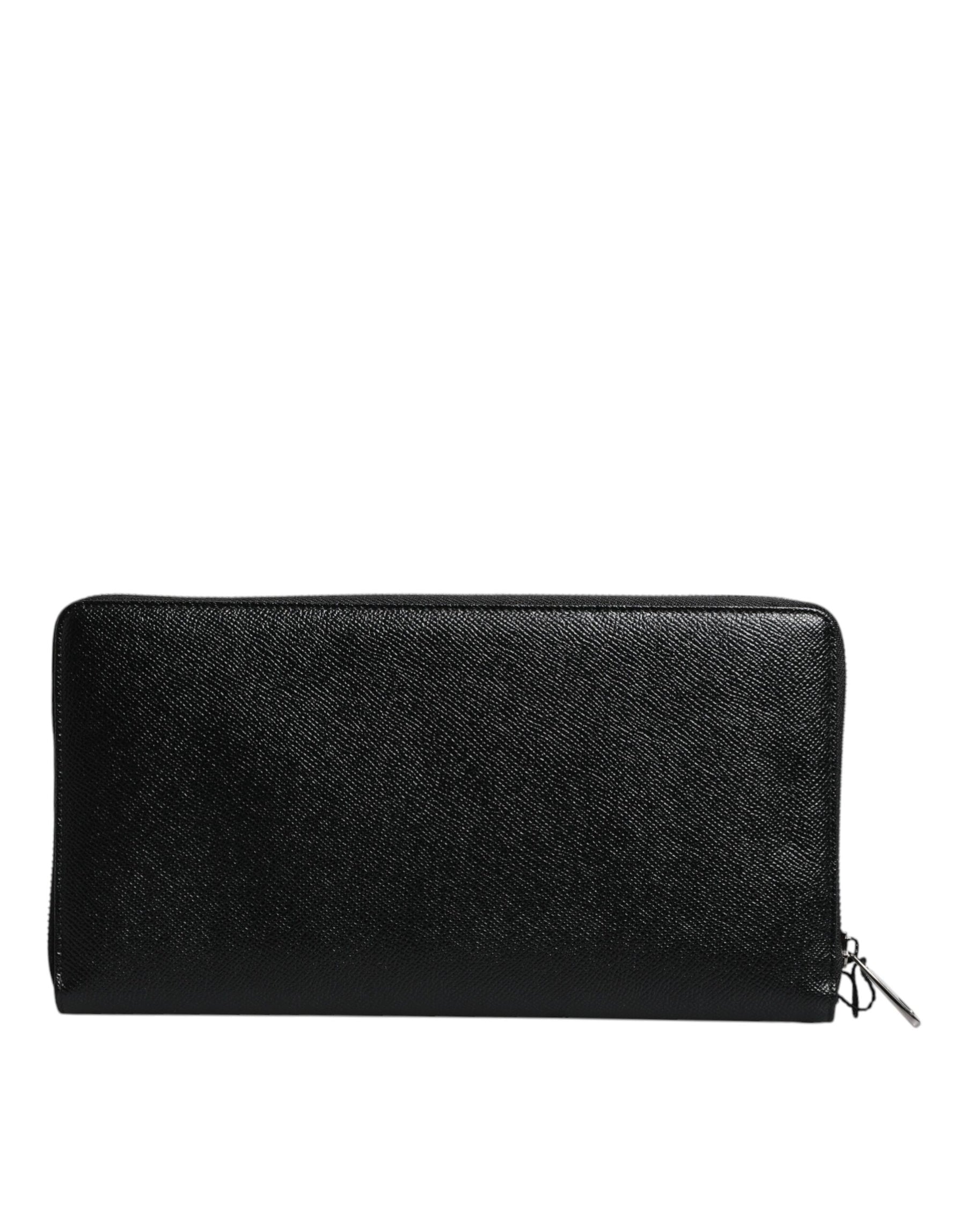 Dolce & Gabbana Black Calfskin Leather Logo Zip Around Continental Wallet | Regal Royce