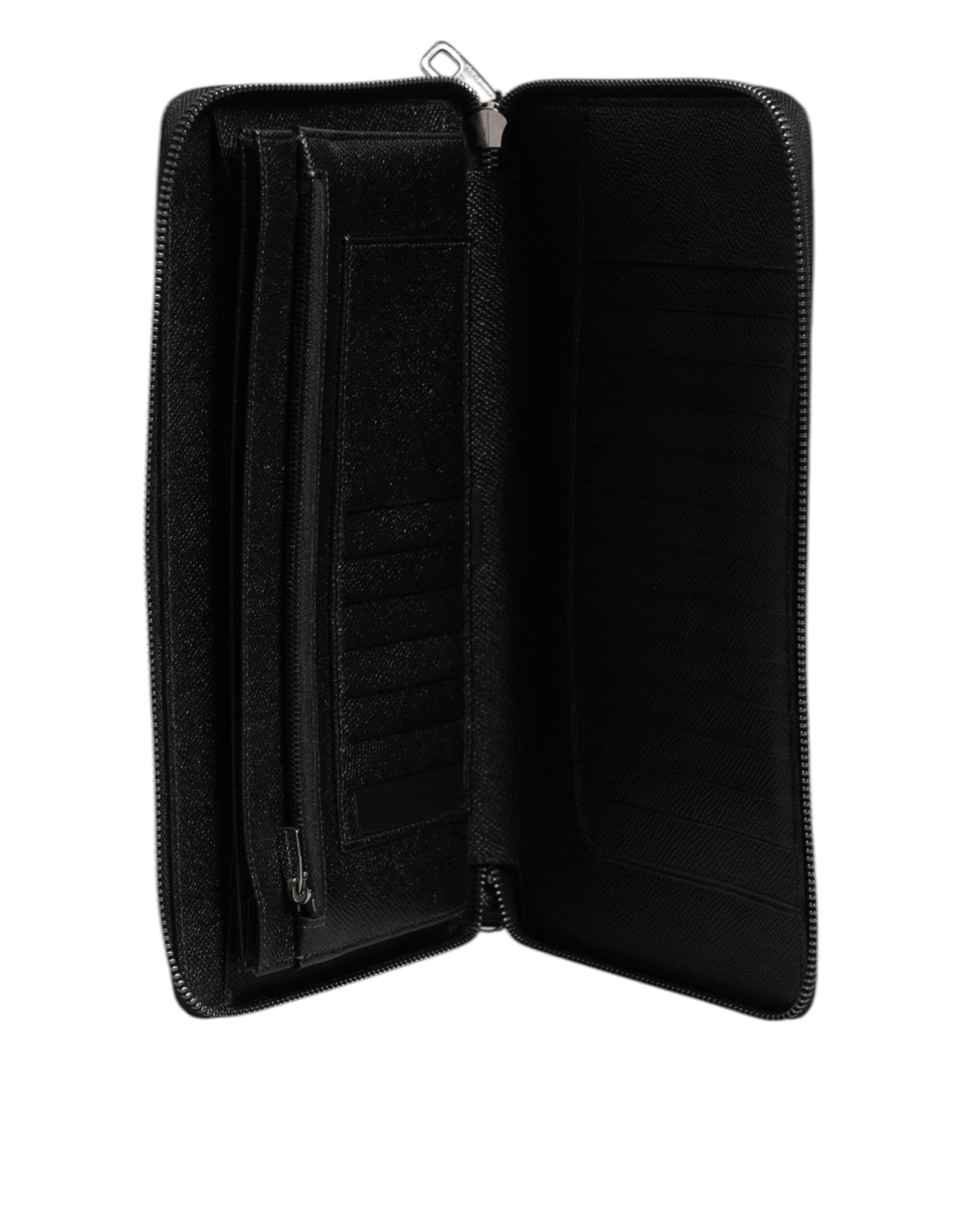 Dolce & Gabbana Black Calfskin Leather Logo Zip Around Continental Wallet | Regal Royce