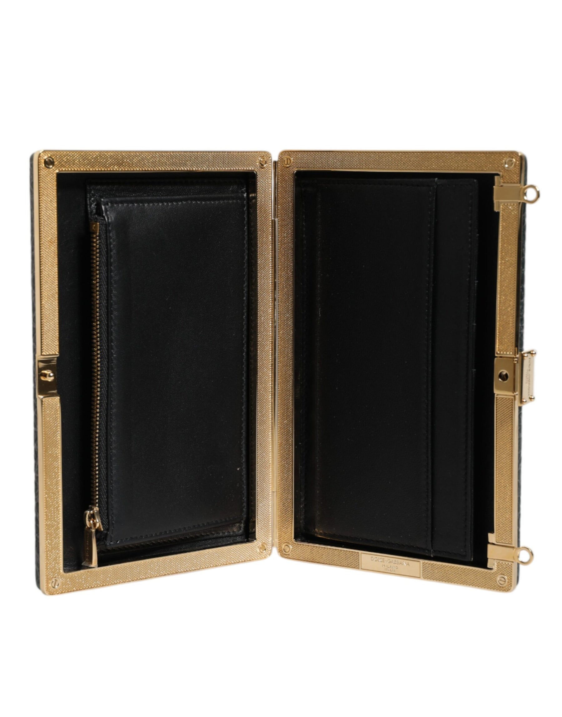 Dolce & Gabbana Black Leather Clutch Evening Crossbody Bag | Regal Royce