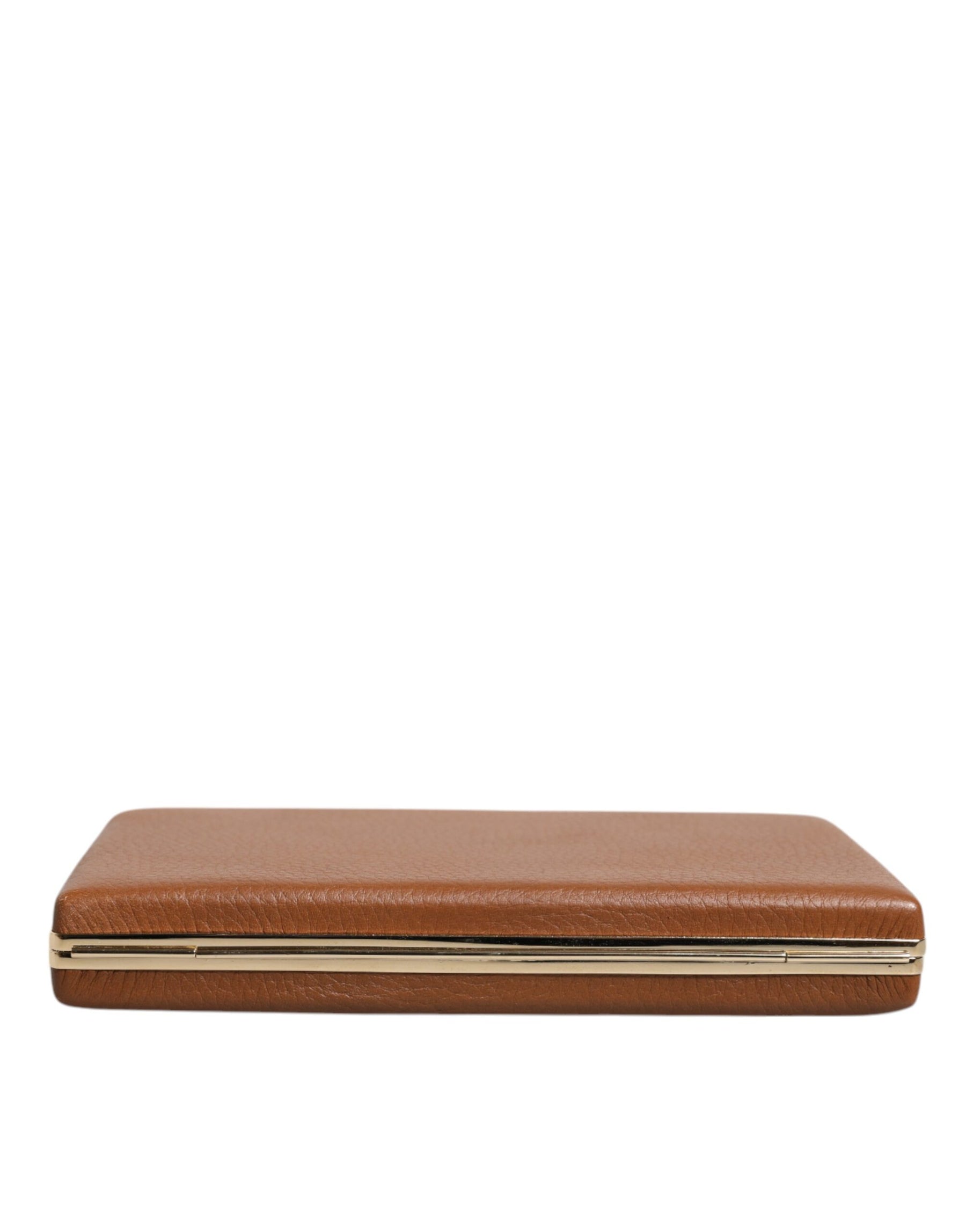 Dolce & Gabbana Brown Leather Clutch Evening Crossbody Bag | Regal Royce