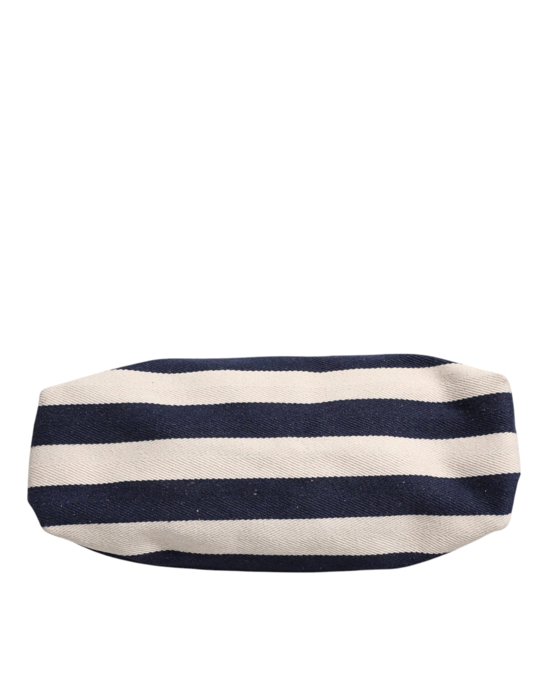 Dolce & Gabbana Blue White Stripes Logo Plaque Tote Bag | Regal Royce