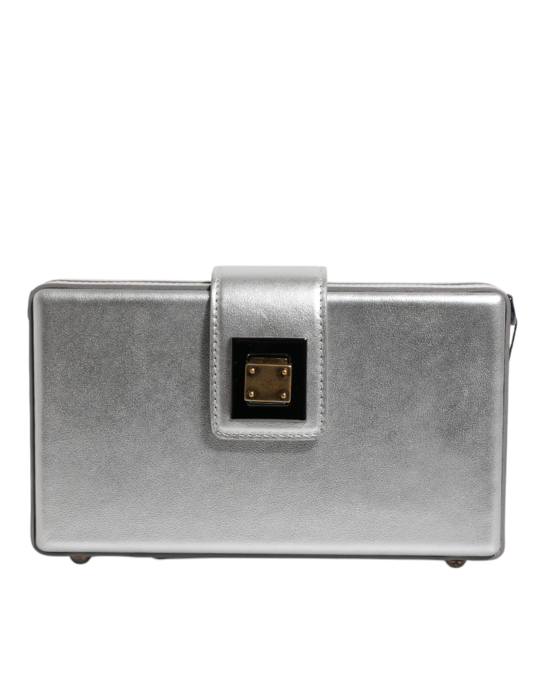 Dolce & Gabbana Metallic Silver DG BOX Leather Shoulder Strap Bag | Regal Royce