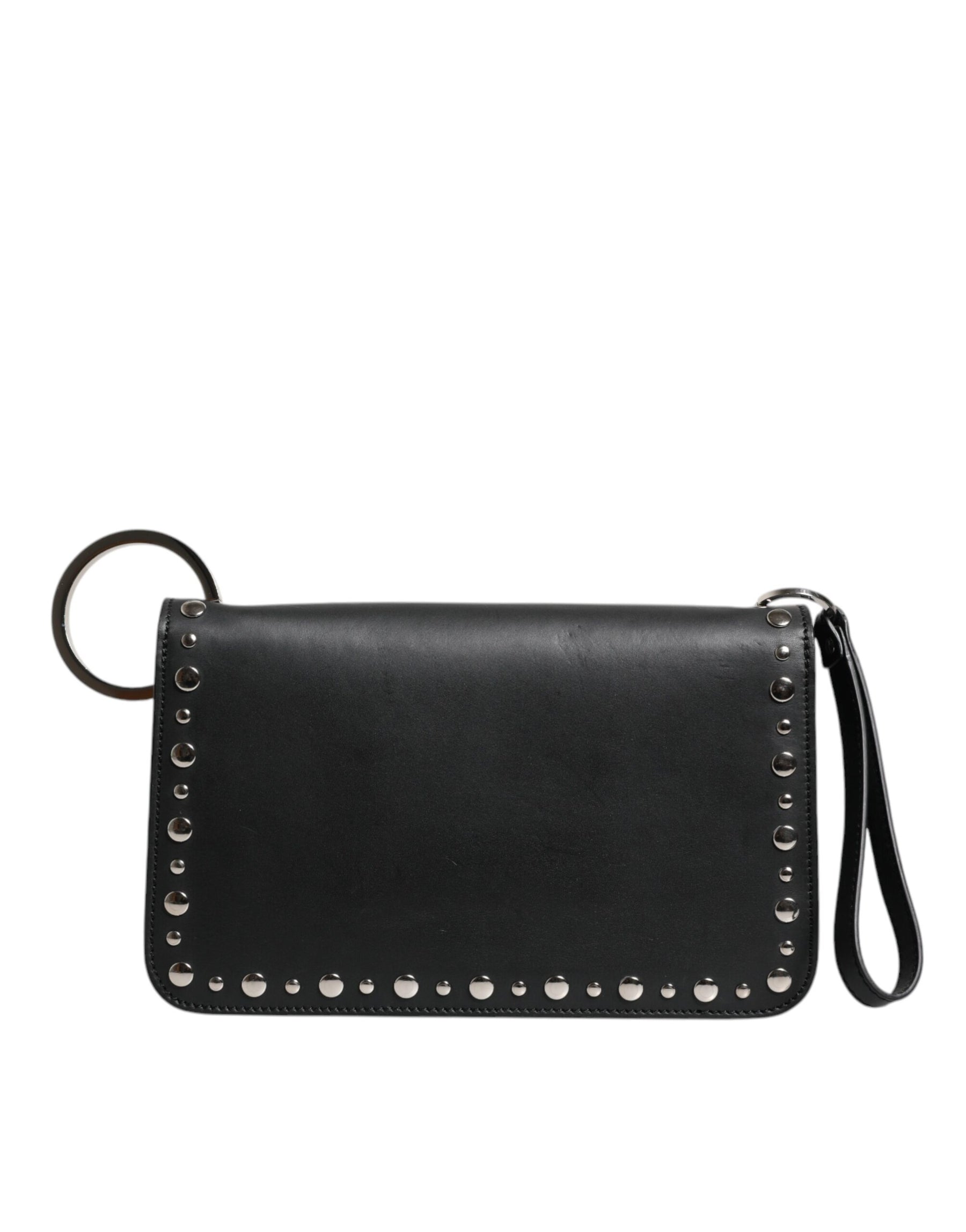 Dolce & Gabbana Black Small Leather Studded Shoulder Crossbody Bag | Regal Royce