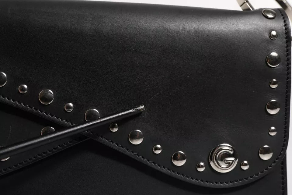 Dolce & Gabbana Black Small Leather Studded Shoulder Crossbody Bag | Regal Royce
