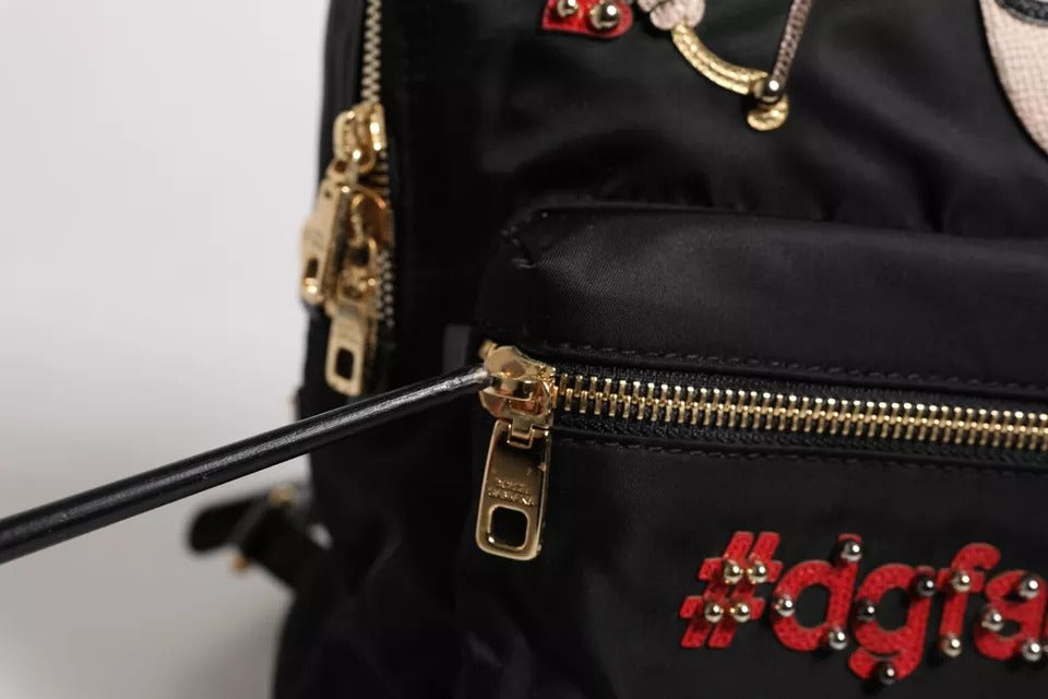 Dolce & Gabbana Black Nylon #DGFAMILY VULCANO Embellished Backpack Bag | Regal Royce