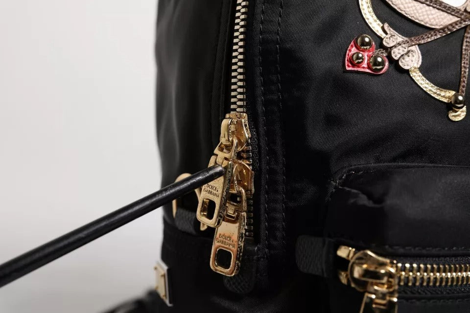 Dolce & Gabbana Black Nylon #DGFAMILY VULCANO Embellished Backpack Bag | Regal Royce
