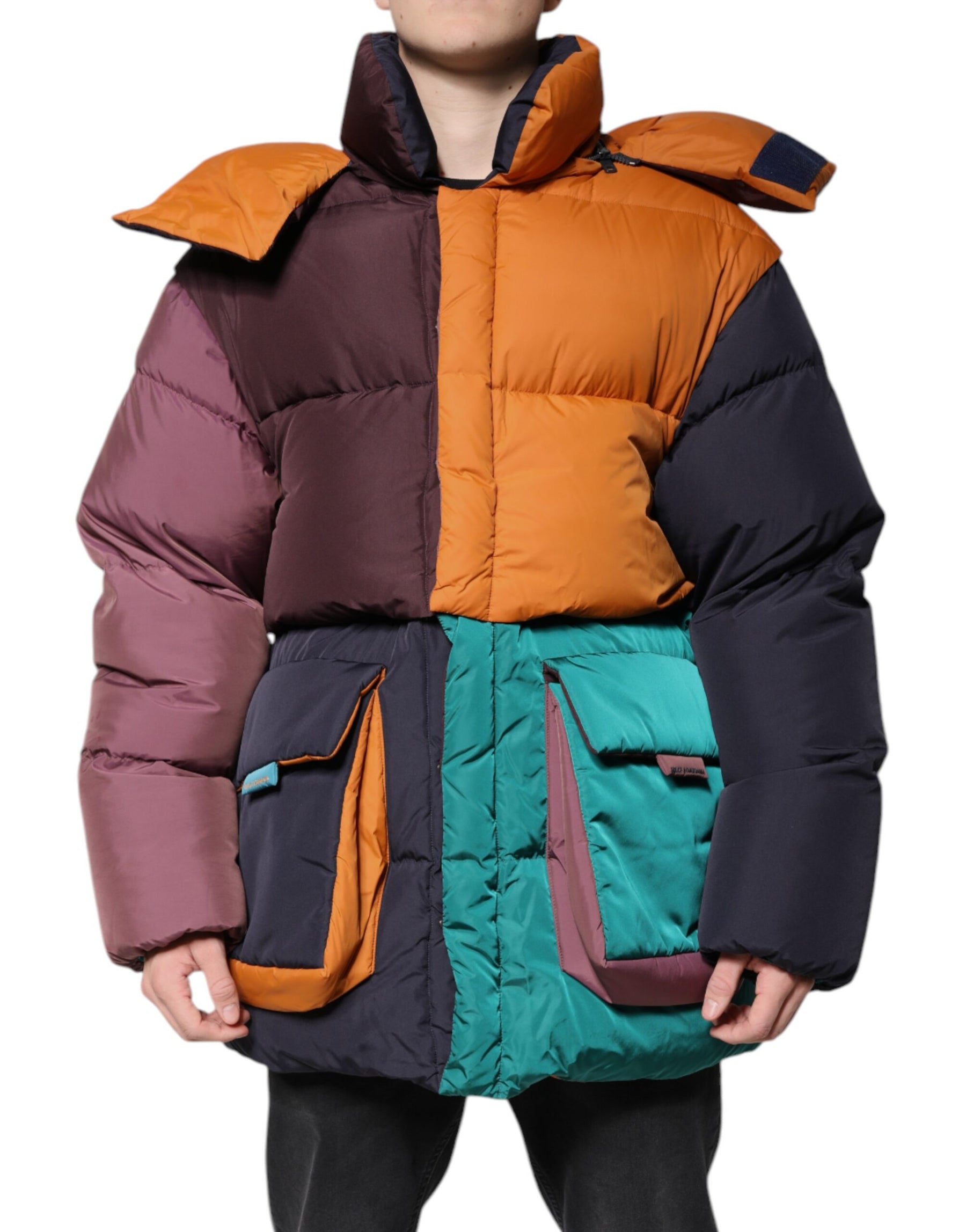 Dolce & Gabbana Multicolor Quilted Hooded Puffer Jacket | Regal Royce