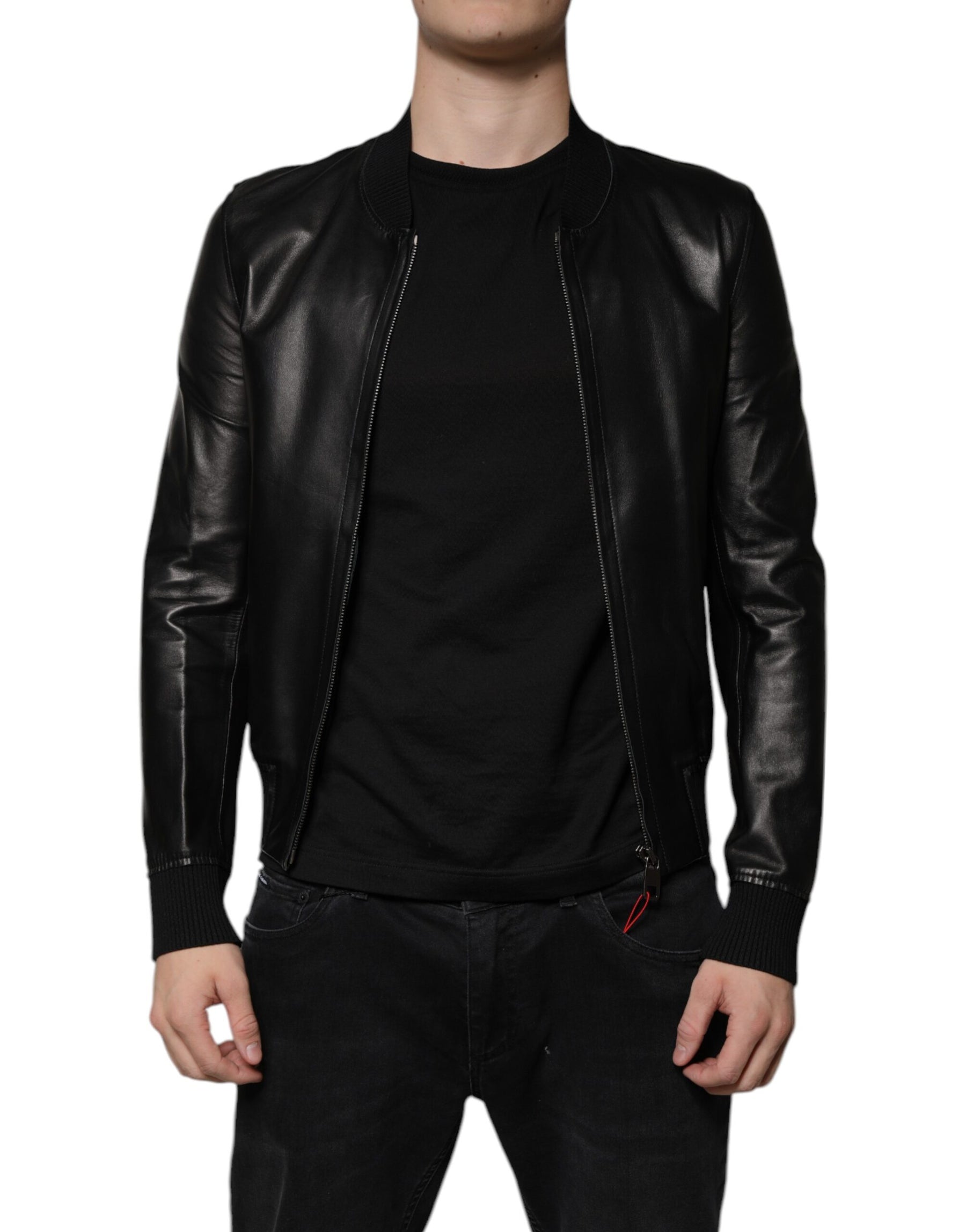 Dolce & Gabbana Black Lambskin Full Zip Biker Blouson Jacket | Regal Royce