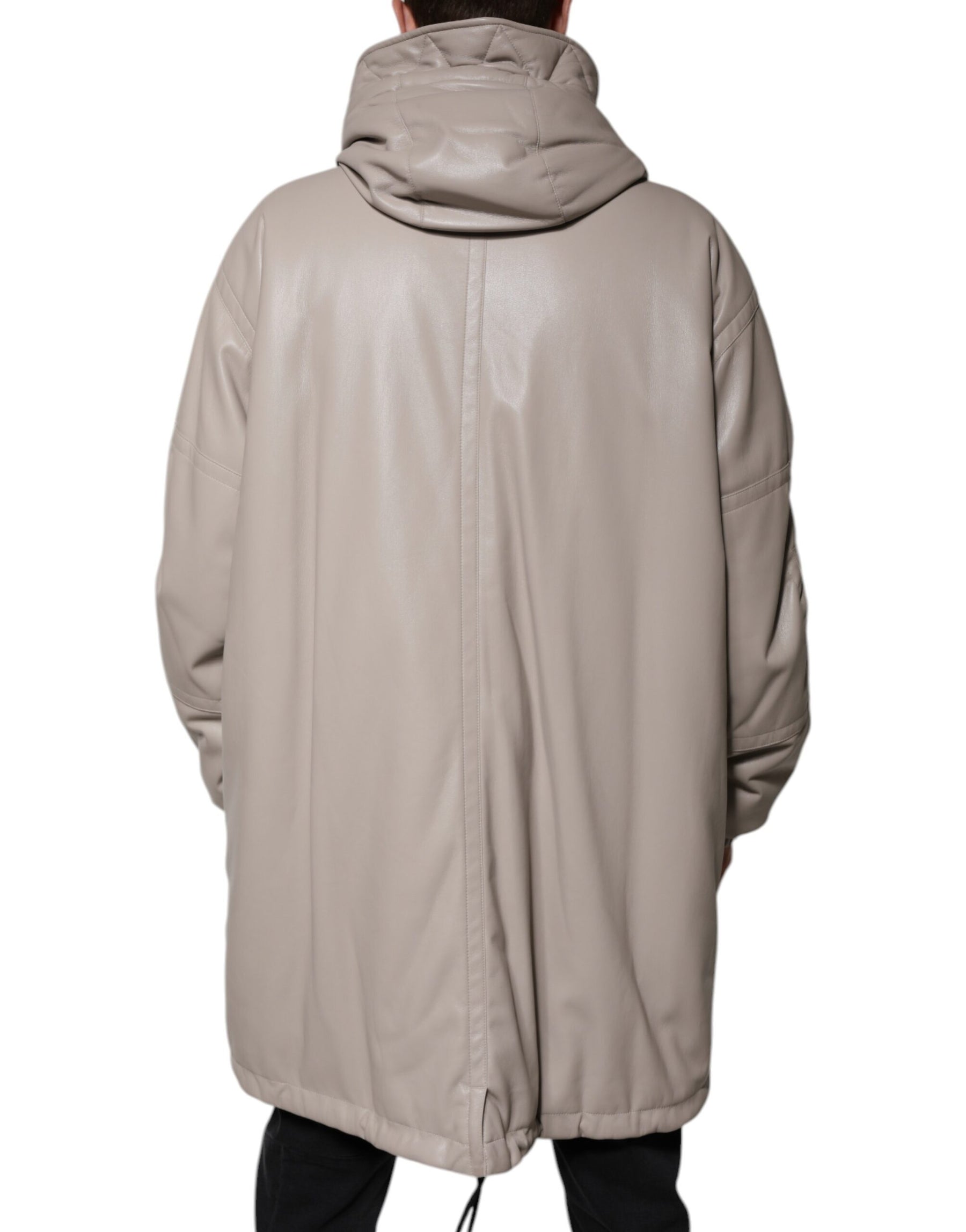 MSGM Beige Full Zip Hooded Long Sleeves Casual Coat Jacket | Regal Royce