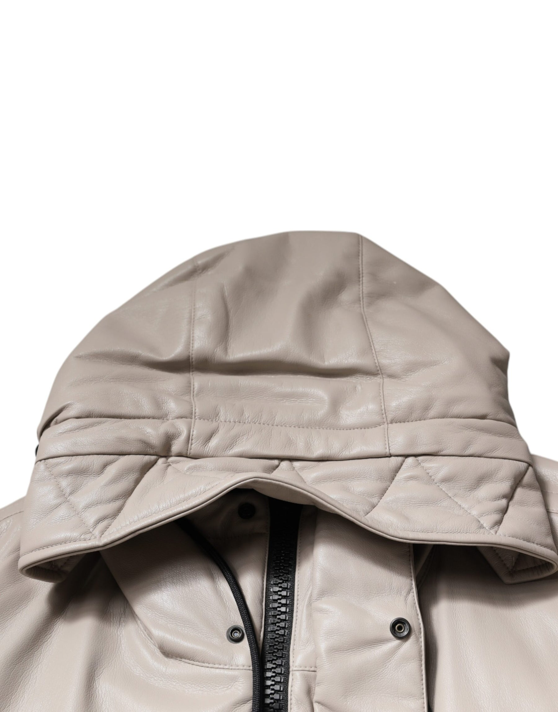 MSGM Beige Full Zip Hooded Long Sleeves Casual Coat Jacket | Regal Royce