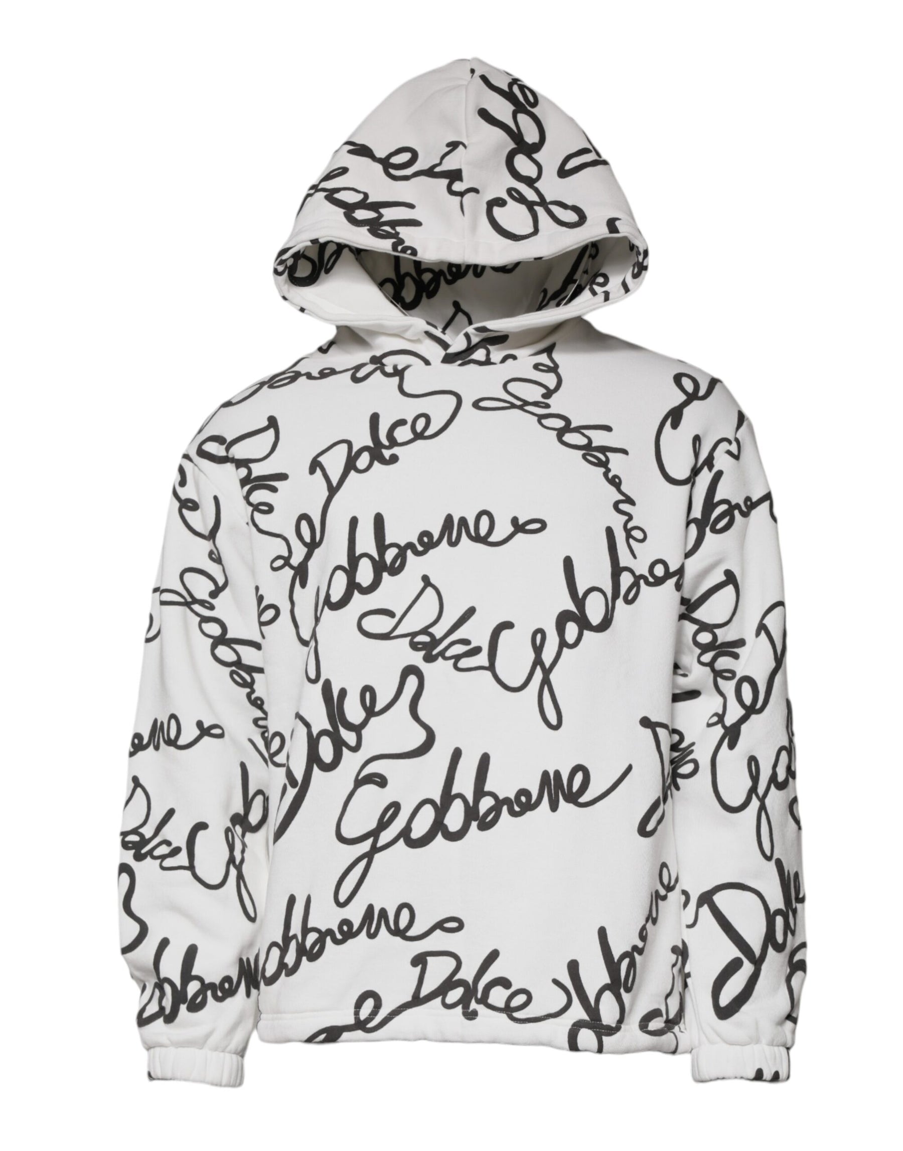 Dolce & Gabbana White Logo Cotton Hooded Sweatshirt Sweater | Regal Royce