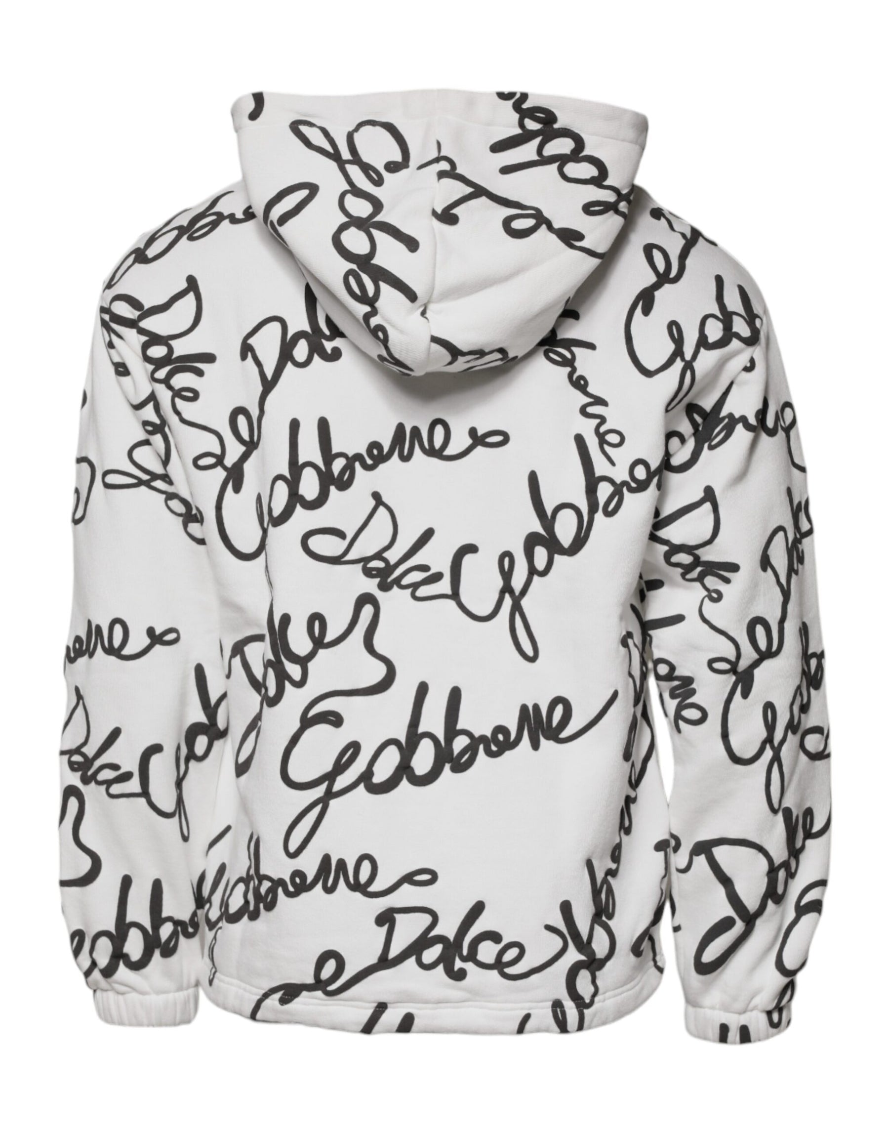 Dolce & Gabbana White Logo Cotton Hooded Sweatshirt Sweater | Regal Royce