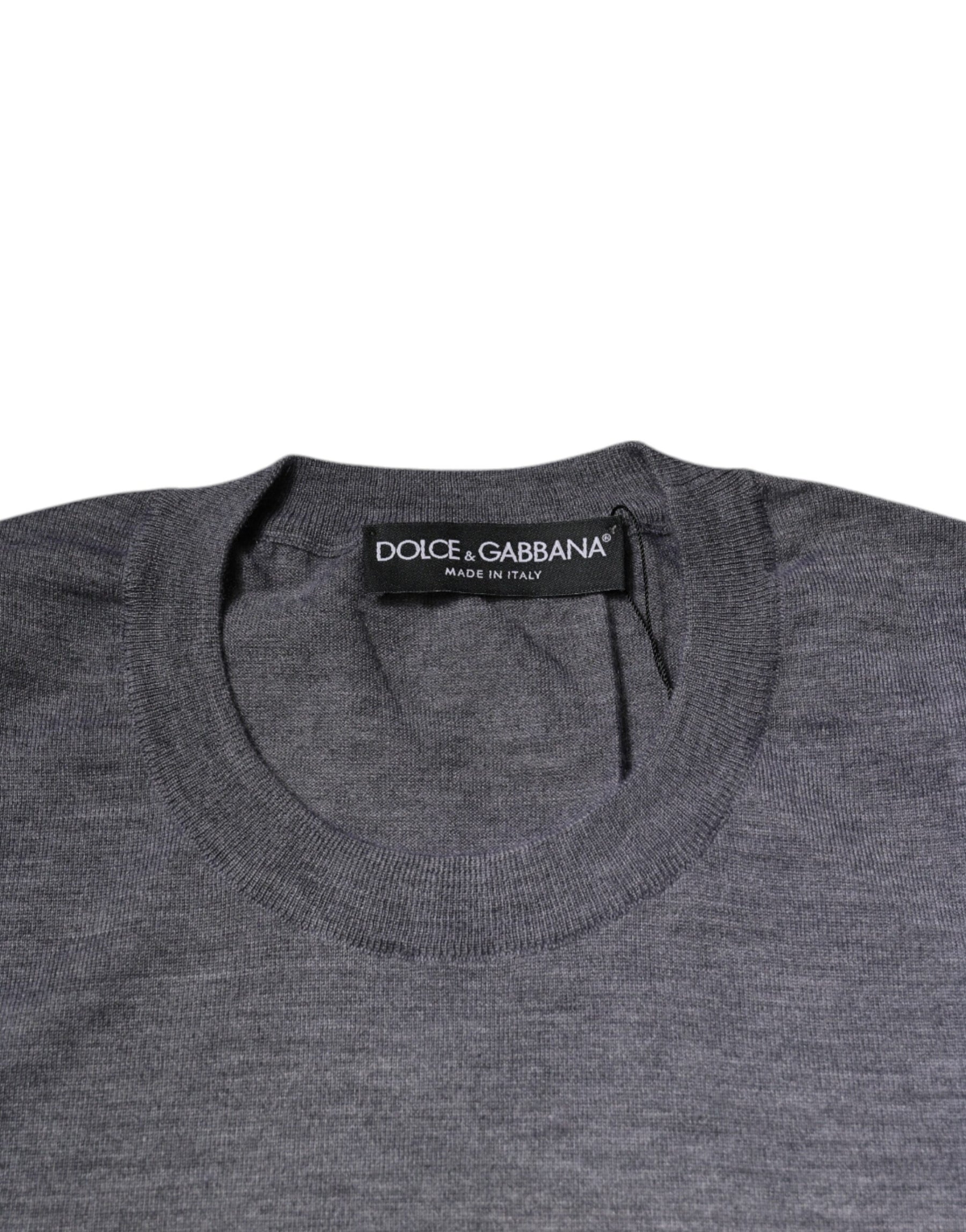 Dolce & Gabbana Gray Cashmere Crew Neck Pullover Sweater | Regal Royce